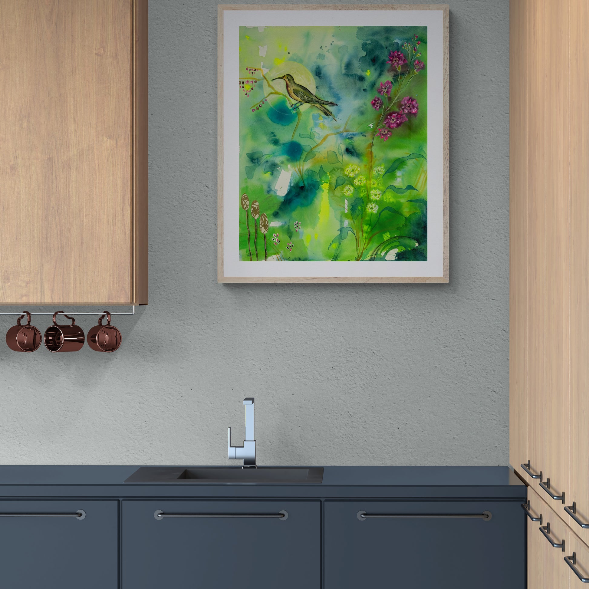 Birds Chirping - Art Print - Aquamarine Design - Artistic Gifts for Women - Art by Artist Tania Herrera from Aquamarine Design Studio