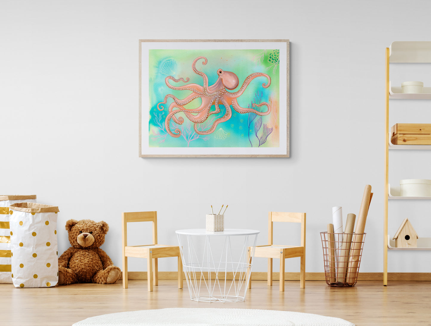 Octopus - Art Print - Aquamarine Design - Artistic Gifts for Women - Art by Artist Tania Herrera from Aquamarine Design Studio