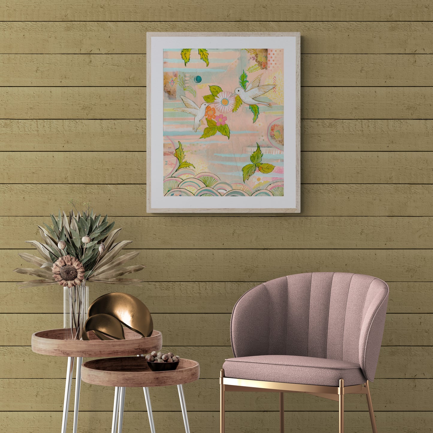 Hummingbirds in the garden - Art Print - Aquamarine Design - Artistic Gifts for Women - Art by Artist Tania Herrera from Aquamarine Design Studio