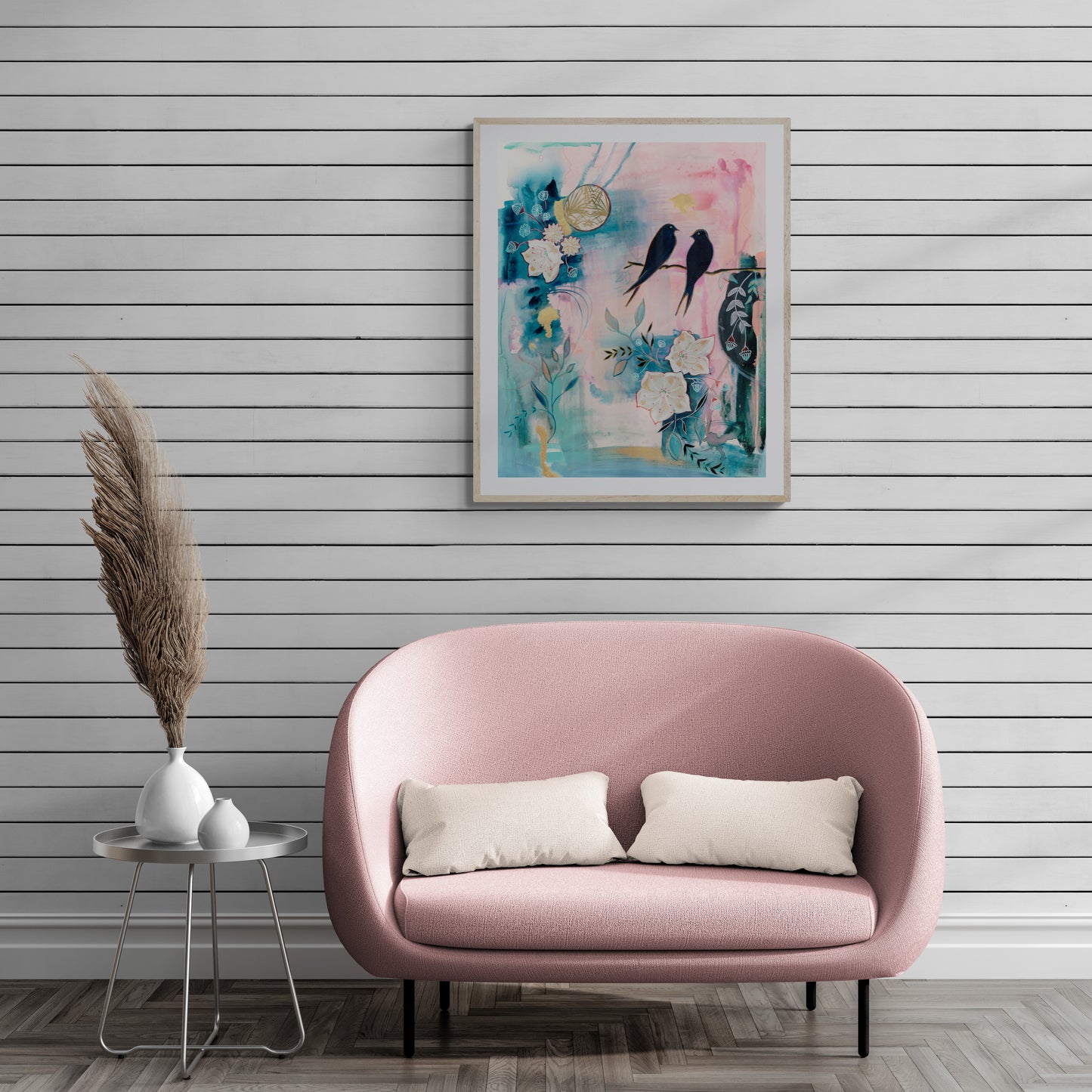 Birds Couple - Art Print - Aquamarine Design - Artistic Gifts for Women - Art by Artist Tania Herrera from Aquamarine Design Studio