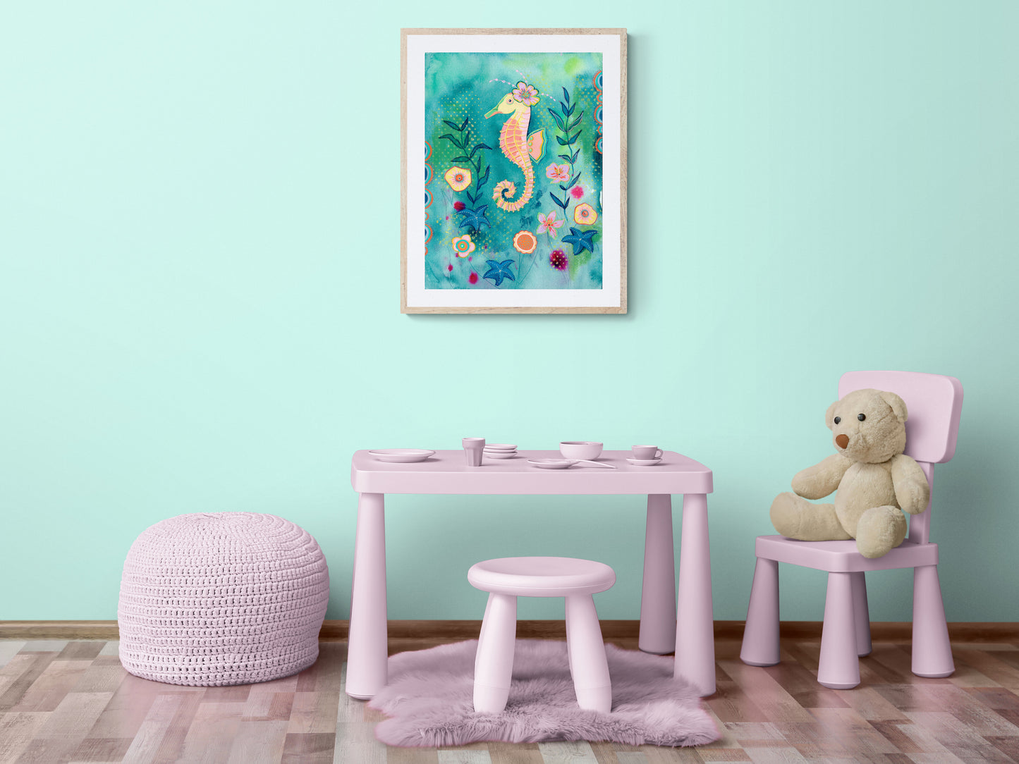 Seahorse - Art Print - Aquamarine Design - Artistic Gifts for Women - Art by Artist Tania Herrera from Aquamarine Design Studio