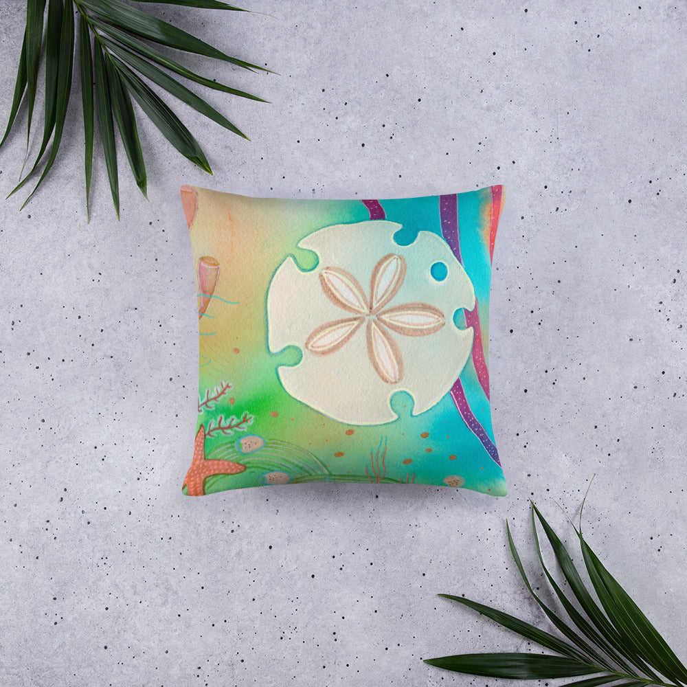 Sundollar Pillow - Aquamarine Design - Artistic Gifts for Women - Art by Artist Tania Herrera from Aquamarine Design Studio