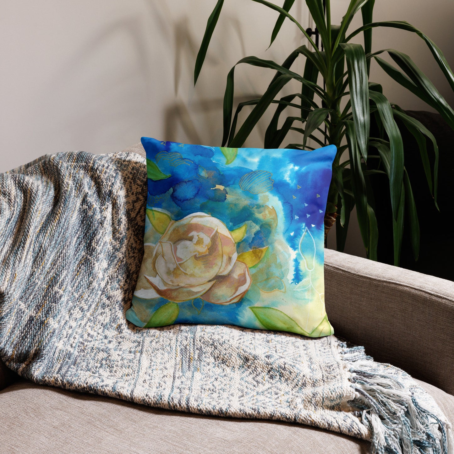 Magnolia Basic Pillow - Aquamarine Design - Artistic Gifts for Women - Art by Artist Tania Herrera from Aquamarine Design Studio