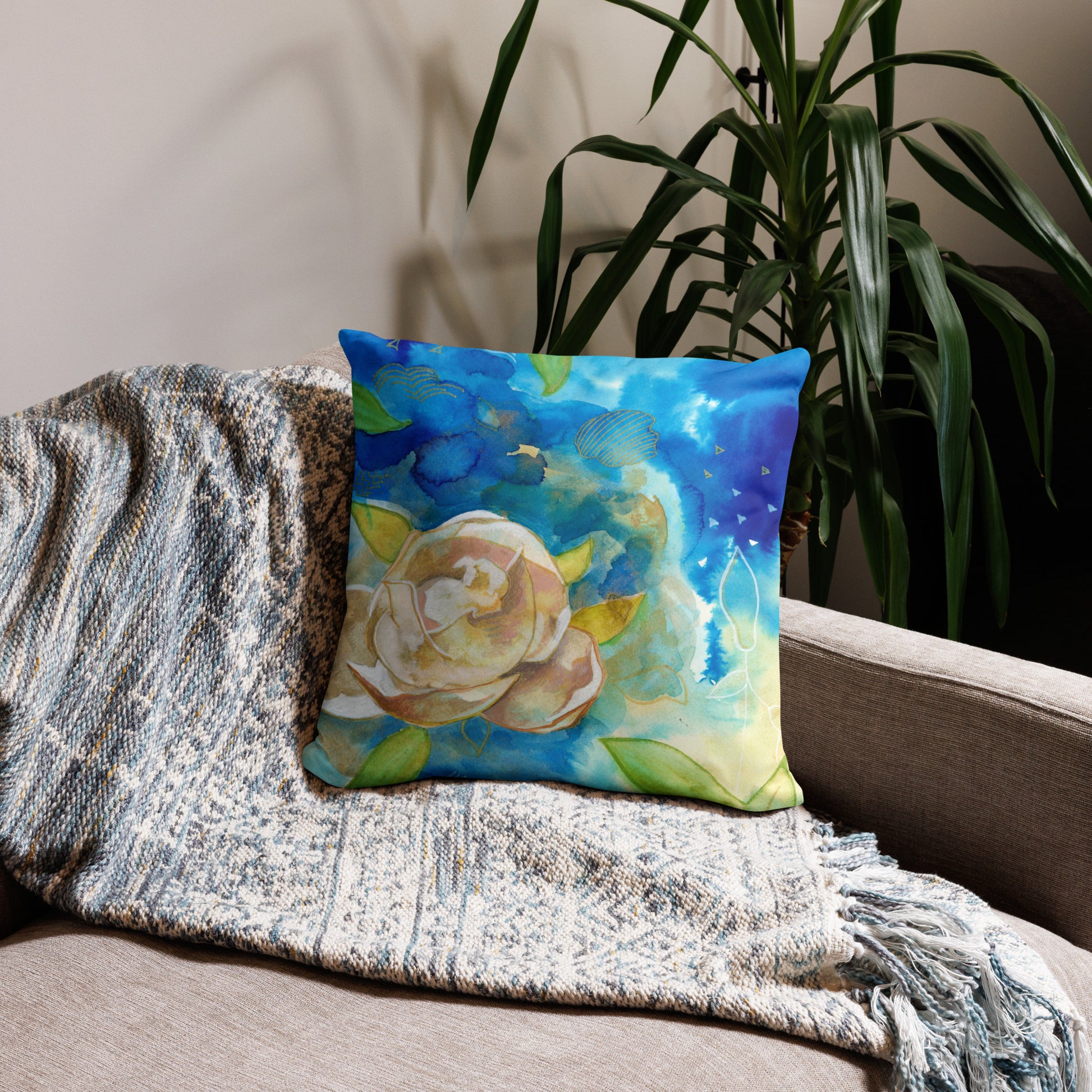 Magnolia Basic Pillow - Aquamarine Design - Artistic Gifts for Women - Art by Artist Tania Herrera from Aquamarine Design Studio