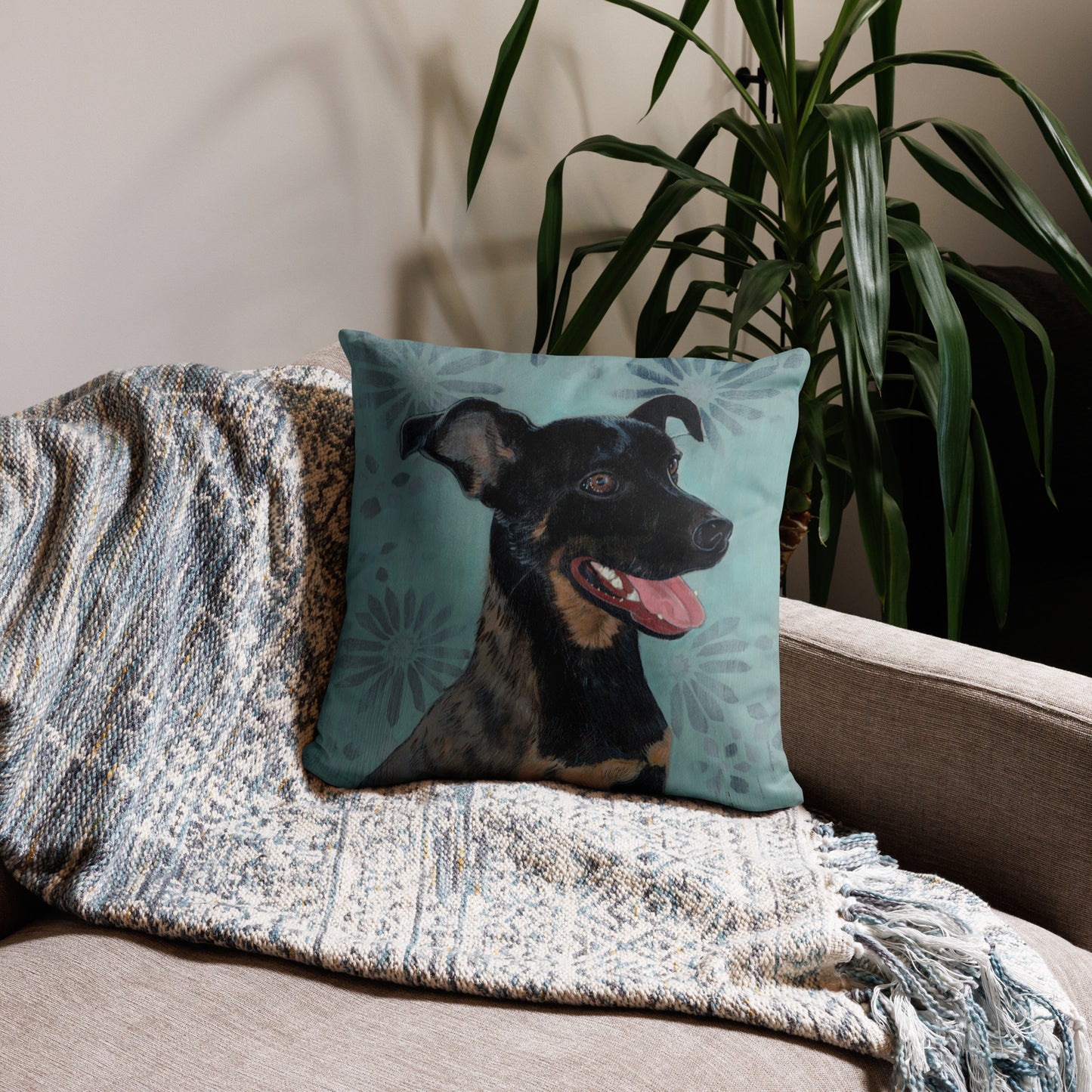 Rambo Pillow - Aquamarine Design - Artistic Gifts for Women - Art by Artist Tania Herrera from Aquamarine Design Studio