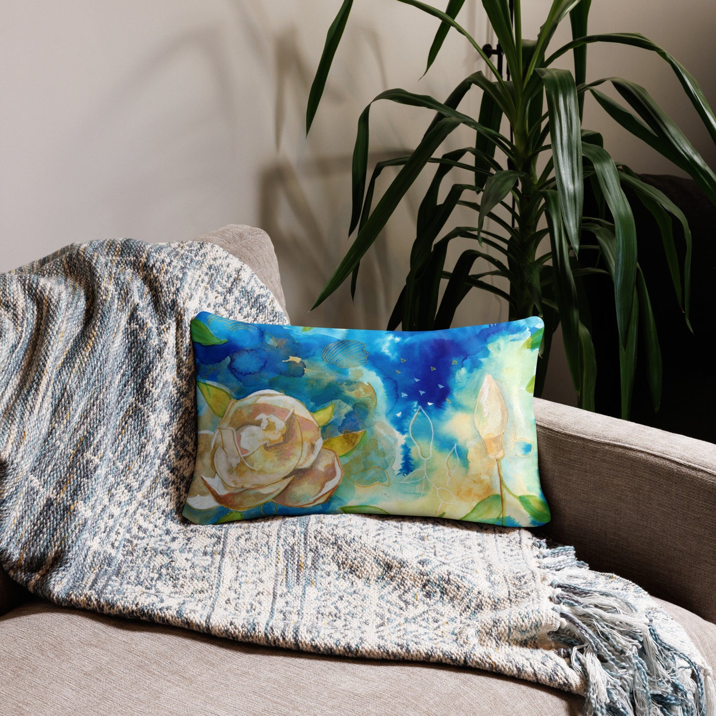 Magnolia Basic Pillow - Aquamarine Design - Artistic Gifts for Women - Art by Artist Tania Herrera from Aquamarine Design Studio
