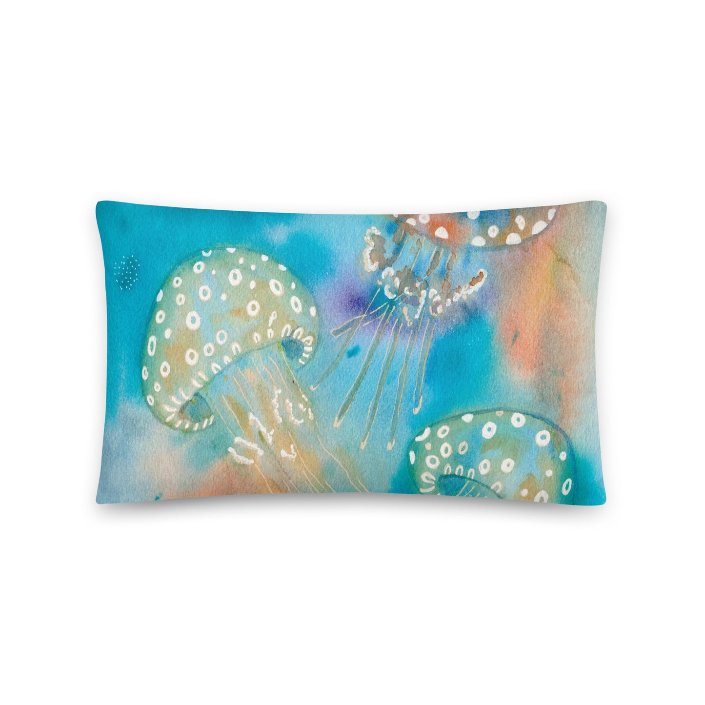 Multicolor Jellyfish Basic Pillow - Aquamarine Design - Artistic Gifts for Women - Art by Artist Tania Herrera from Aquamarine Design Studio