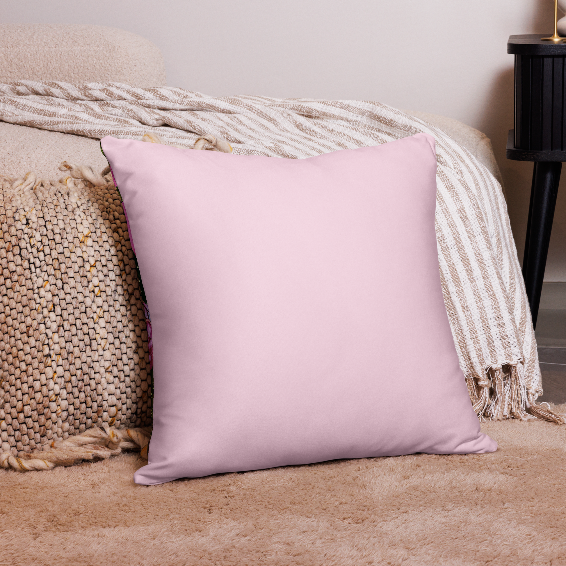 Pink Garden Pillow - Aquamarine Design - Artistic Gifts for Women - Art by Artist Tania Herrera from Aquamarine Design Studio