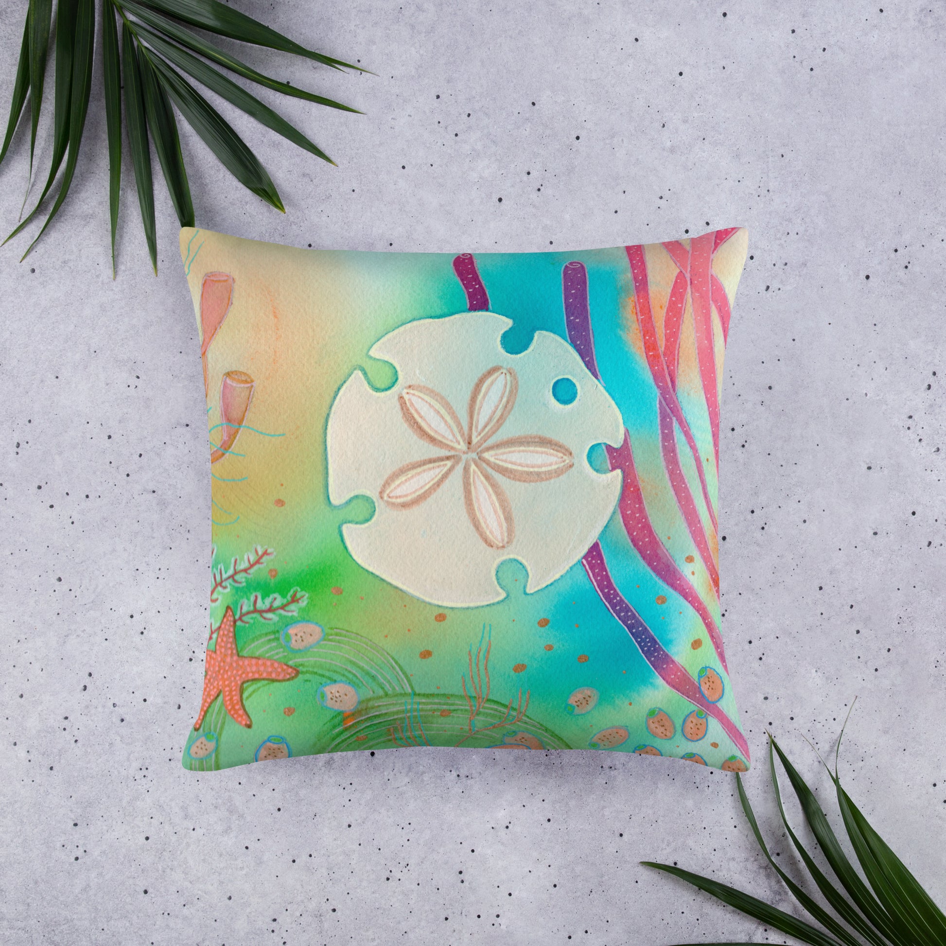 Sundollar Pillow - Aquamarine Design - Artistic Gifts for Women - Art by Artist Tania Herrera from Aquamarine Design Studio