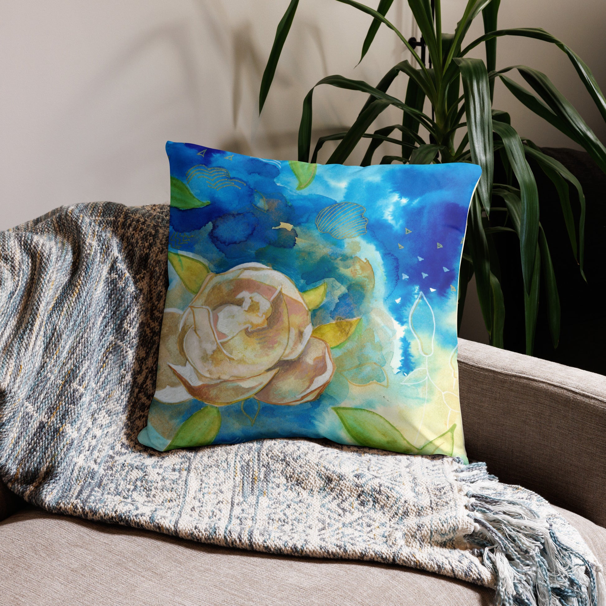Magnolia Basic Pillow - Aquamarine Design - Artistic Gifts for Women - Art by Artist Tania Herrera from Aquamarine Design Studio