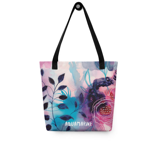 Blue Leaves Tote bag - Aquamarine Design - Artistic Gifts for Women - Art by Artist Tania Herrera from Aquamarine Design Studio