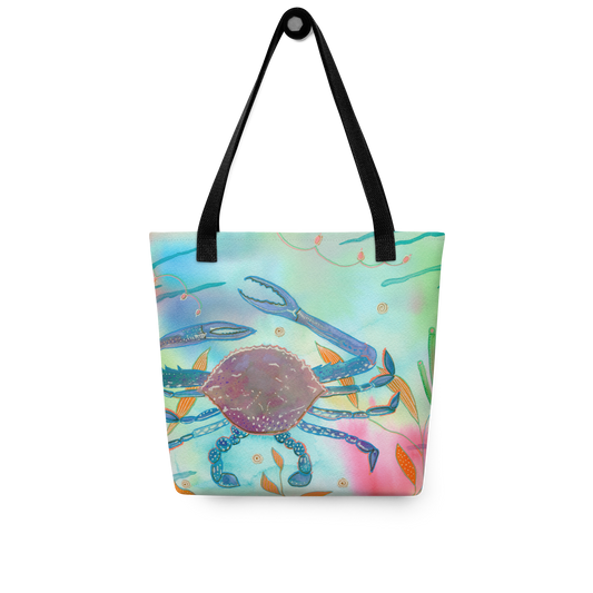 Blue Crab Tote bag - Aquamarine Design - Artistic Gifts for Women - Art by Artist Tania Herrera from Aquamarine Design Studio
