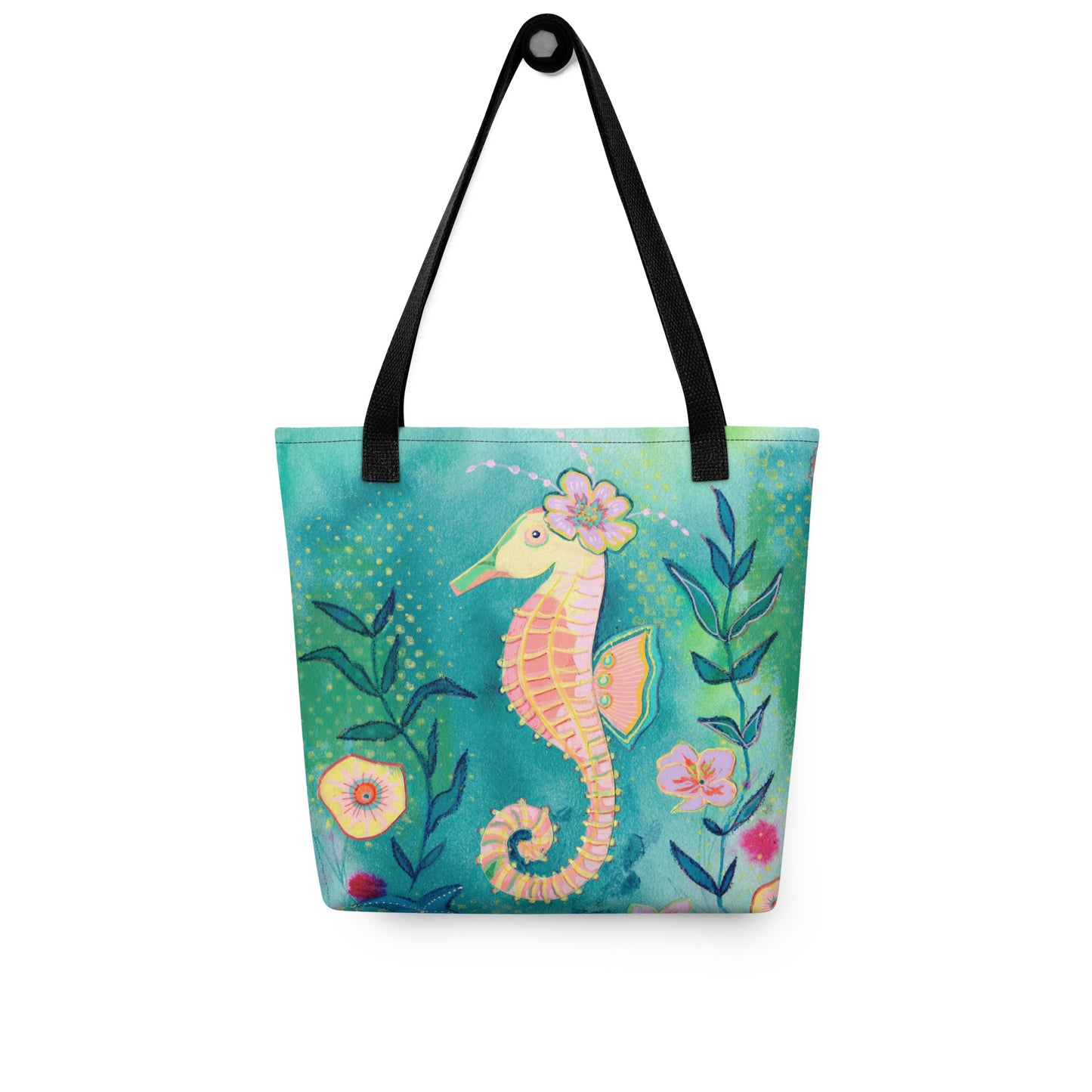 Seahorse Tote bag - Aquamarine Design - Artistic Gifts for Women - Art by Artist Tania Herrera from Aquamarine Design Studio