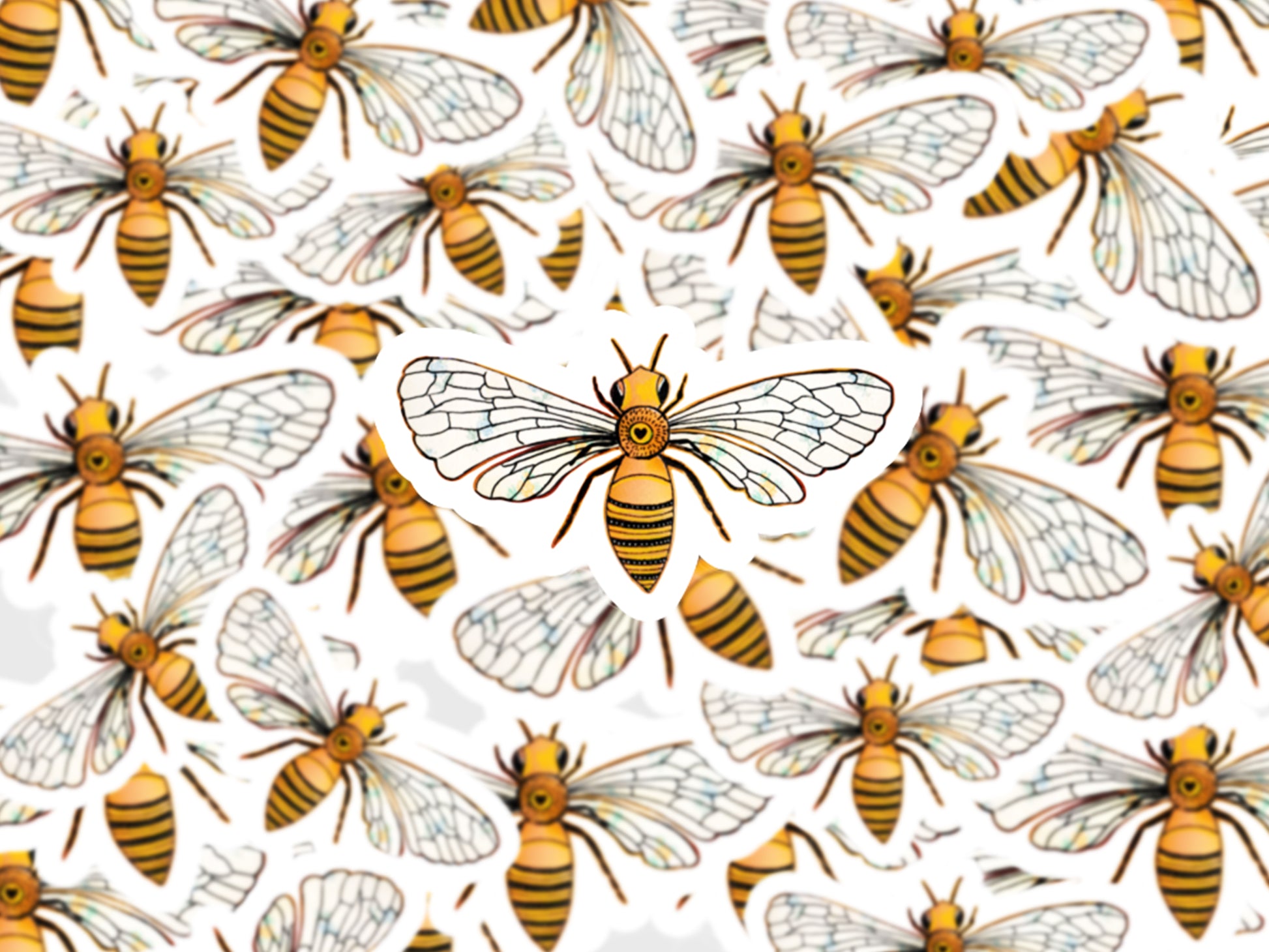 Honey Bee Sticker - Aquamarine Design - Artistic Gifts for Women - Art by Artist Tania Herrera from Aquamarine Design Studio