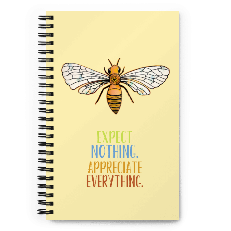 Honey Bee- Spiral notebook - Aquamarine Design - Artistic Gifts for Women - Art by Artist Tania Herrera from Aquamarine Design Studio