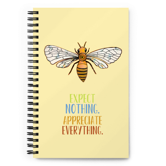 Honey Bee- Spiral notebook - Aquamarine Design - Artistic Gifts for Women - Art by Artist Tania Herrera from Aquamarine Design Studio