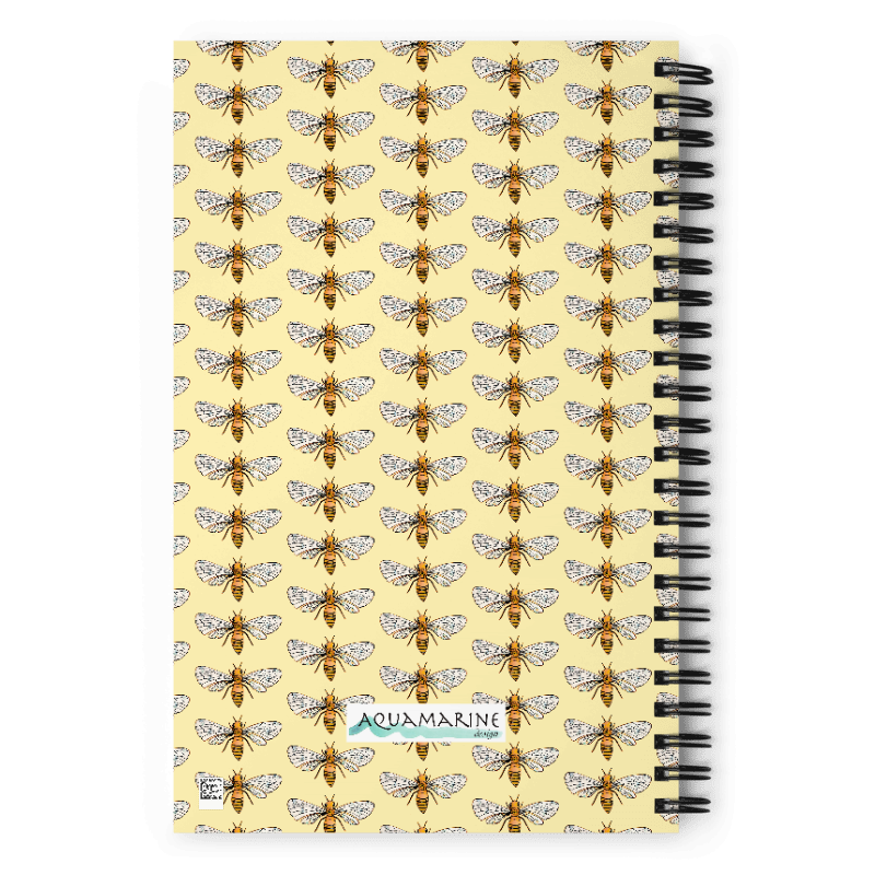 Honey Bee- Spiral notebook - Aquamarine Design - Artistic Gifts for Women - Art by Artist Tania Herrera from Aquamarine Design Studio