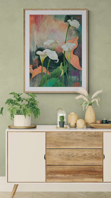 White Calla Lilies - Art Print