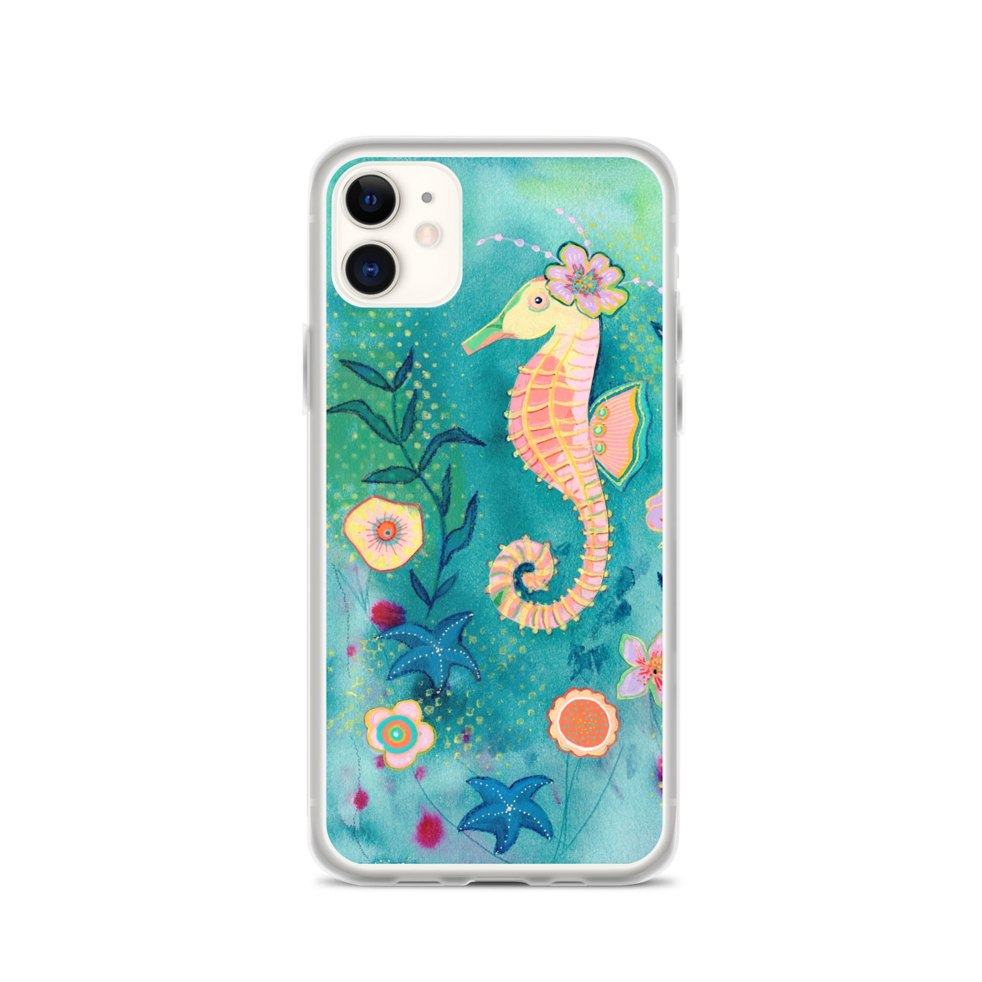 Seahorse Clear Case for iPhone® - Aquamarine Design - Artistic Gifts for Women - Art by Artist Tania Herrera from Aquamarine Design Studio