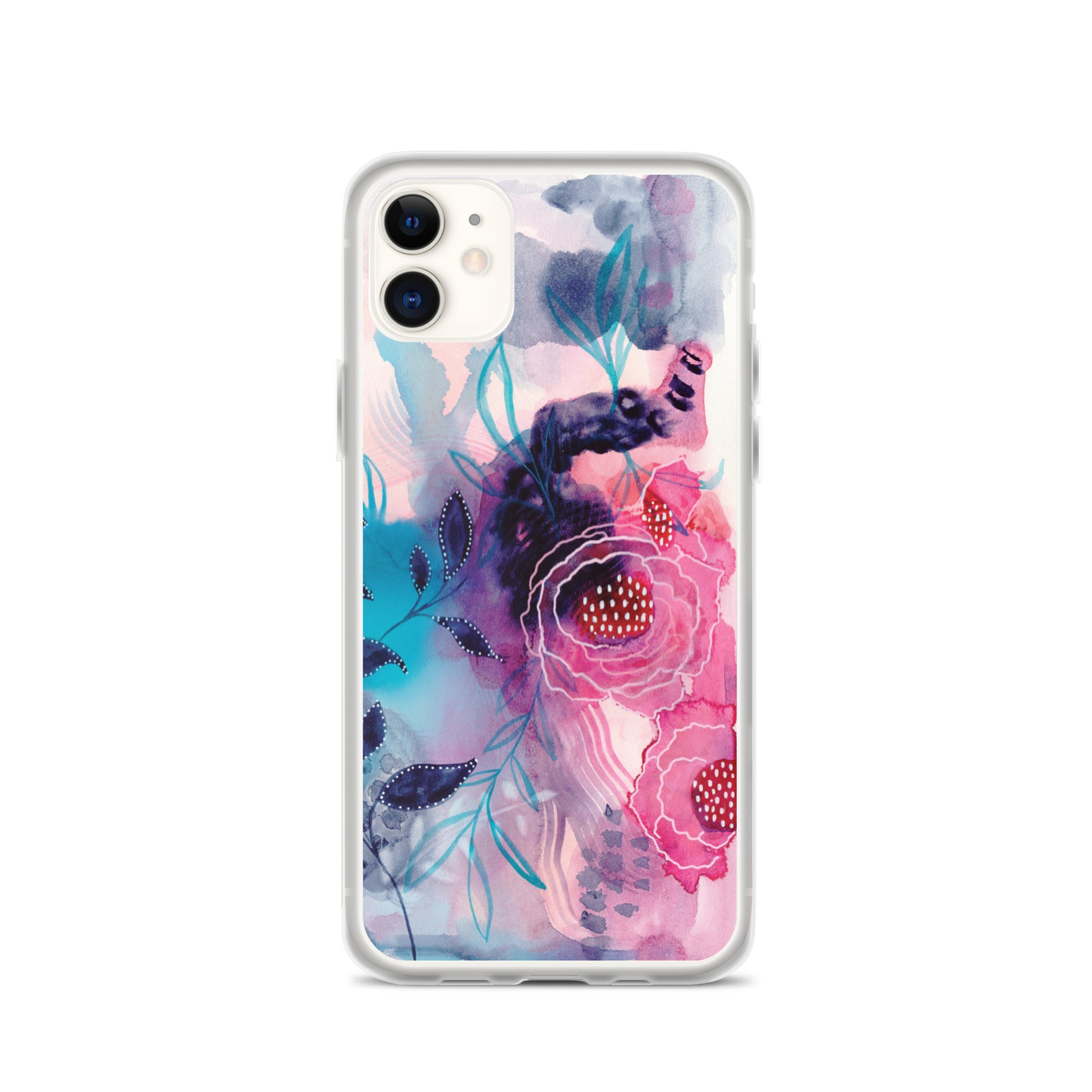 Blue Leaves Clear Case for iPhone® - Aquamarine Design - Artistic Gifts for Women - Art by Artist Tania Herrera from Aquamarine Design Studio