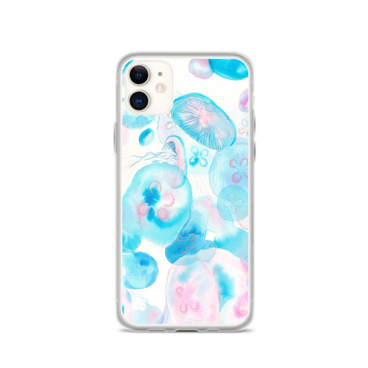Light Blue Jelly Fish Clear Case for iPhone® - Aquamarine Design - Artistic Gifts for Women - Art by Artist Tania Herrera from Aquamarine Design Studio