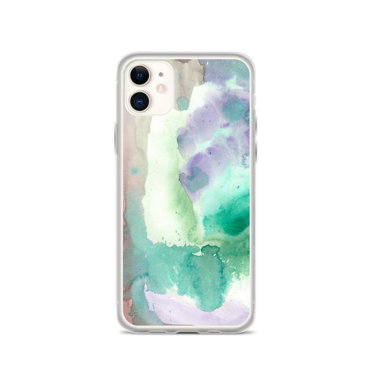 Purple and Green Abstract Clear Case for iPhone® - Aquamarine Design - Artistic Gifts for Women - Art by Artist Tania Herrera from Aquamarine Design Studio