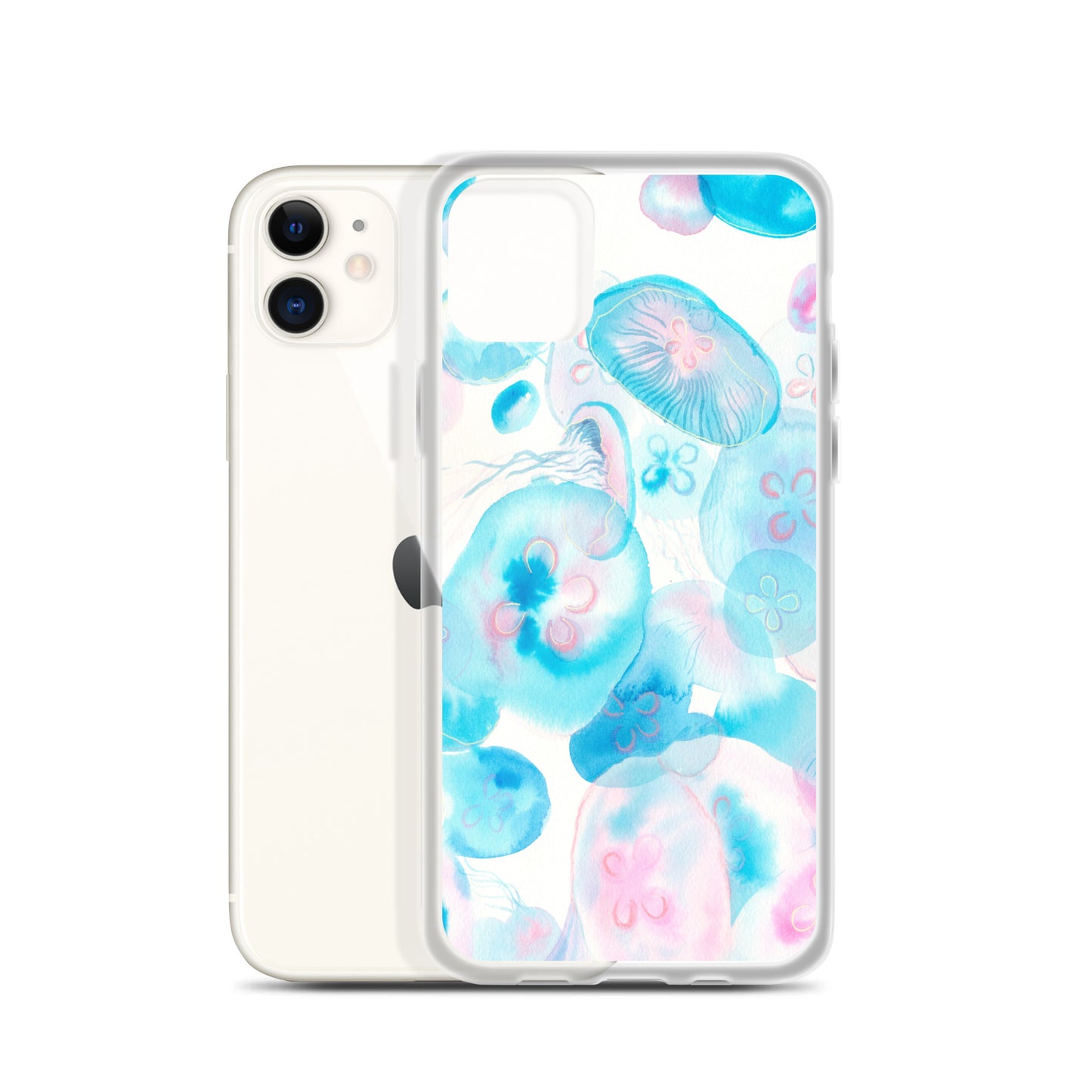 Light Blue Jelly Fish Clear Case for iPhone® - Aquamarine Design - Artistic Gifts for Women - Art by Artist Tania Herrera from Aquamarine Design Studio
