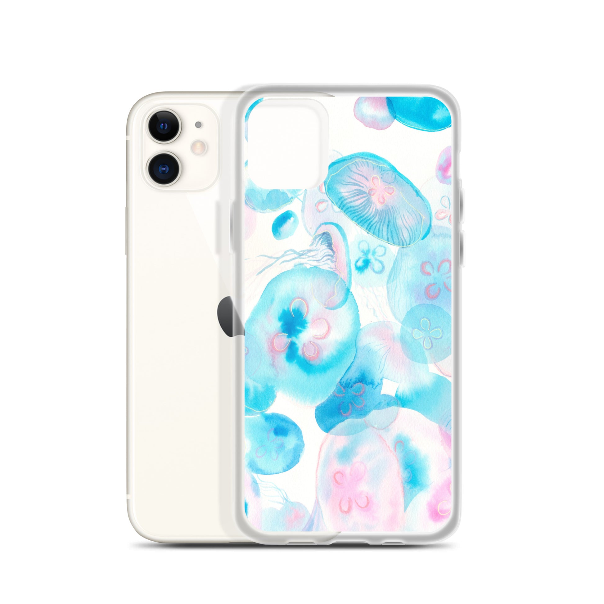 Light Blue Jelly Fish Clear Case for iPhone® - Aquamarine Design - Artistic Gifts for Women - Art by Artist Tania Herrera from Aquamarine Design Studio