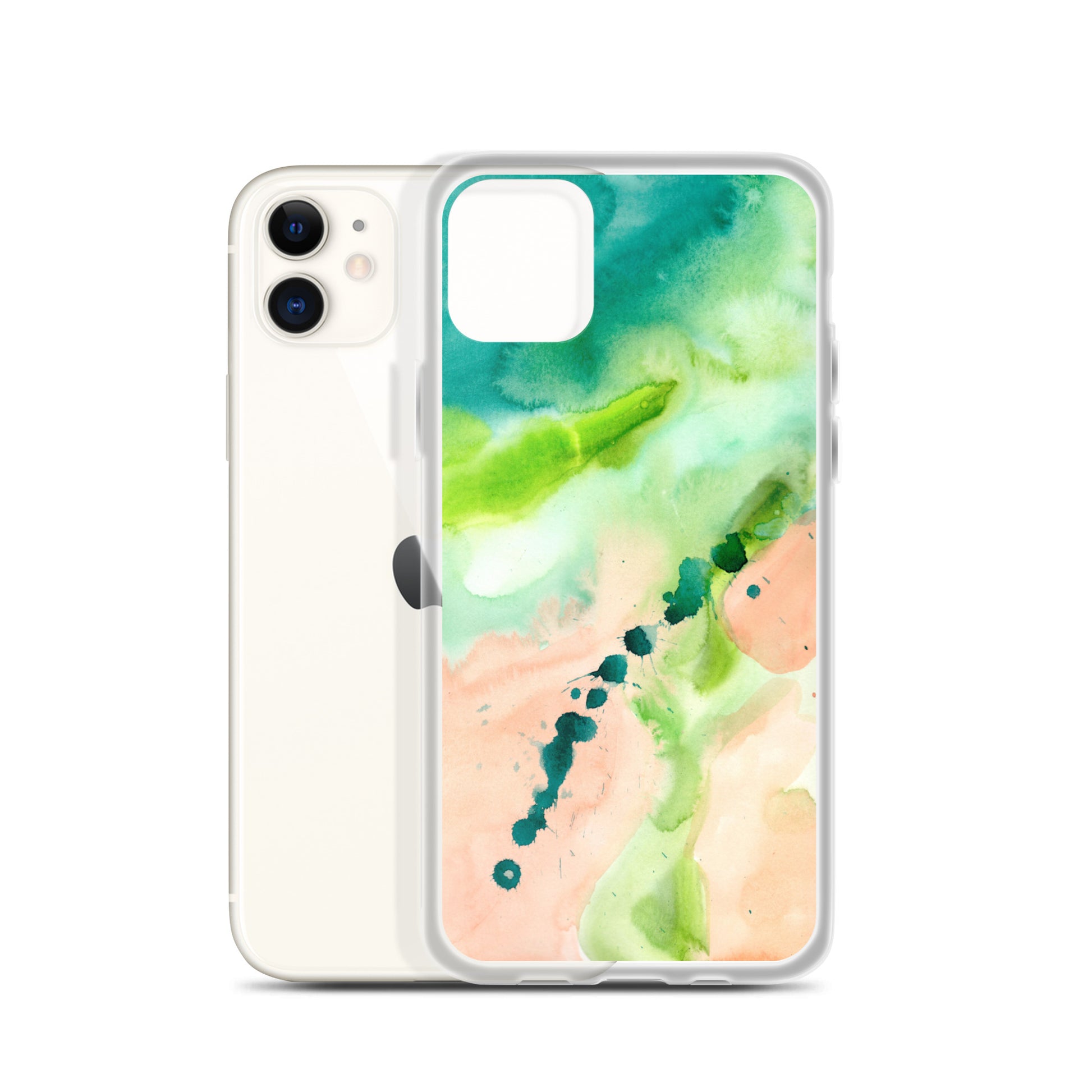 Coral and Aqua Abstract Design Clear Case for iPhone® - Aquamarine Design - Artistic Gifts for Women - Art by Artist Tania Herrera from Aquamarine Design Studio
