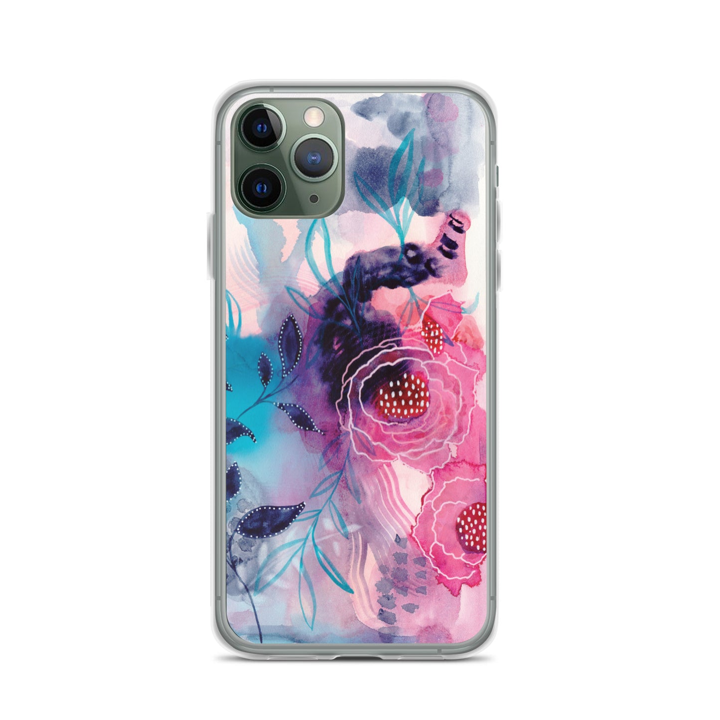 Blue Leaves Clear Case for iPhone® - Aquamarine Design - Artistic Gifts for Women - Art by Artist Tania Herrera from Aquamarine Design Studio