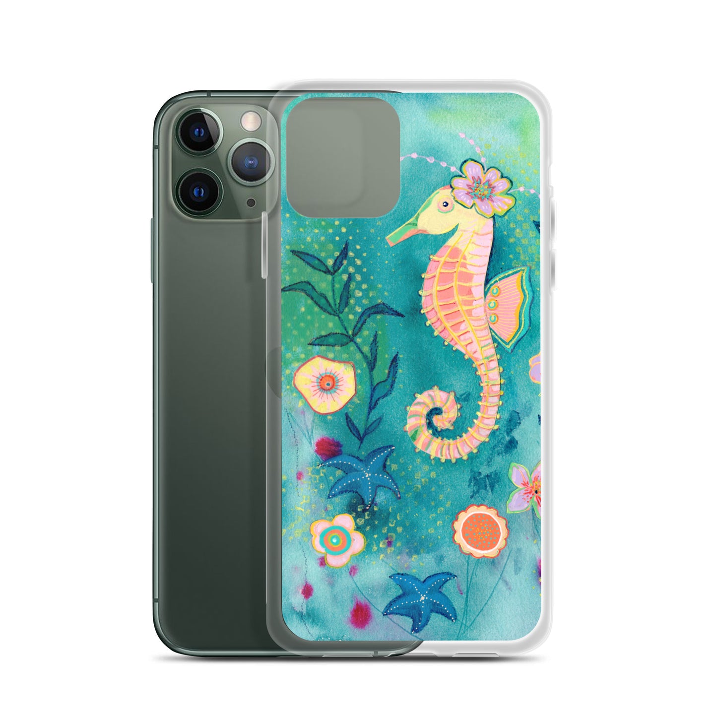 Seahorse Clear Case for iPhone® - Aquamarine Design - Artistic Gifts for Women - Art by Artist Tania Herrera from Aquamarine Design Studio