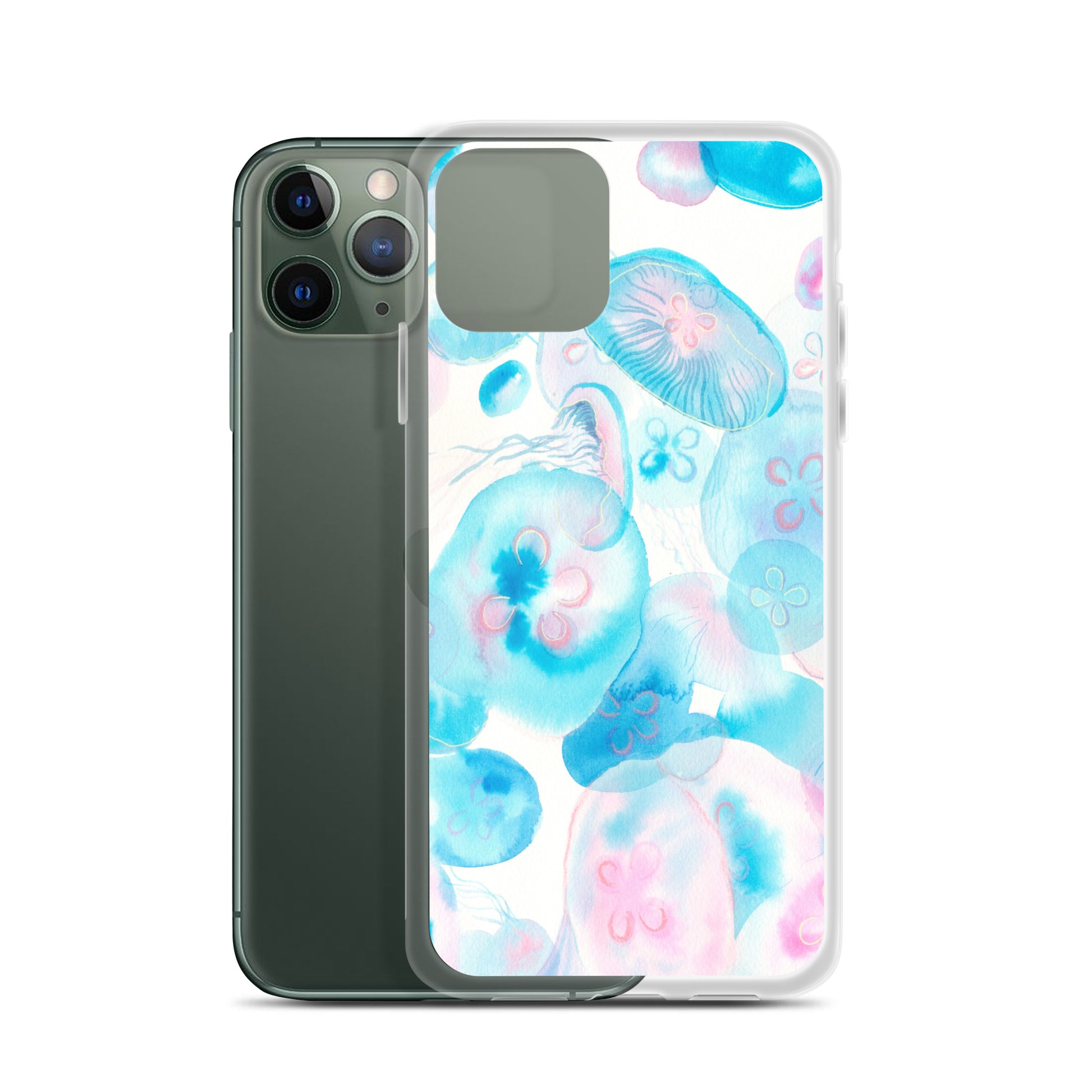Light Blue Jelly Fish Clear Case for iPhone® - Aquamarine Design - Artistic Gifts for Women - Art by Artist Tania Herrera from Aquamarine Design Studio