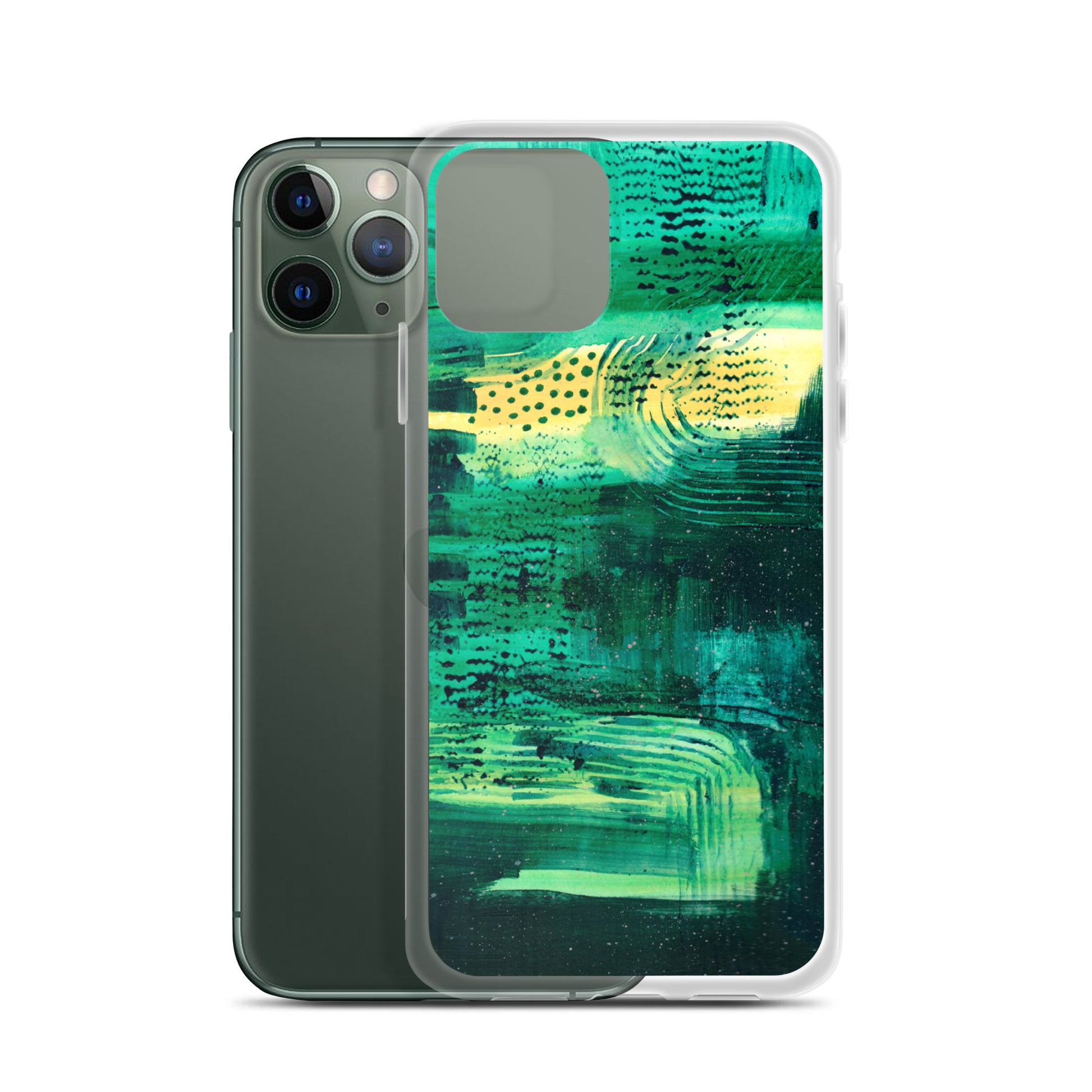Deep Green Clear Case for iPhone® - Aquamarine Design - Artistic Gifts for Women - Art by Artist Tania Herrera from Aquamarine Design Studio