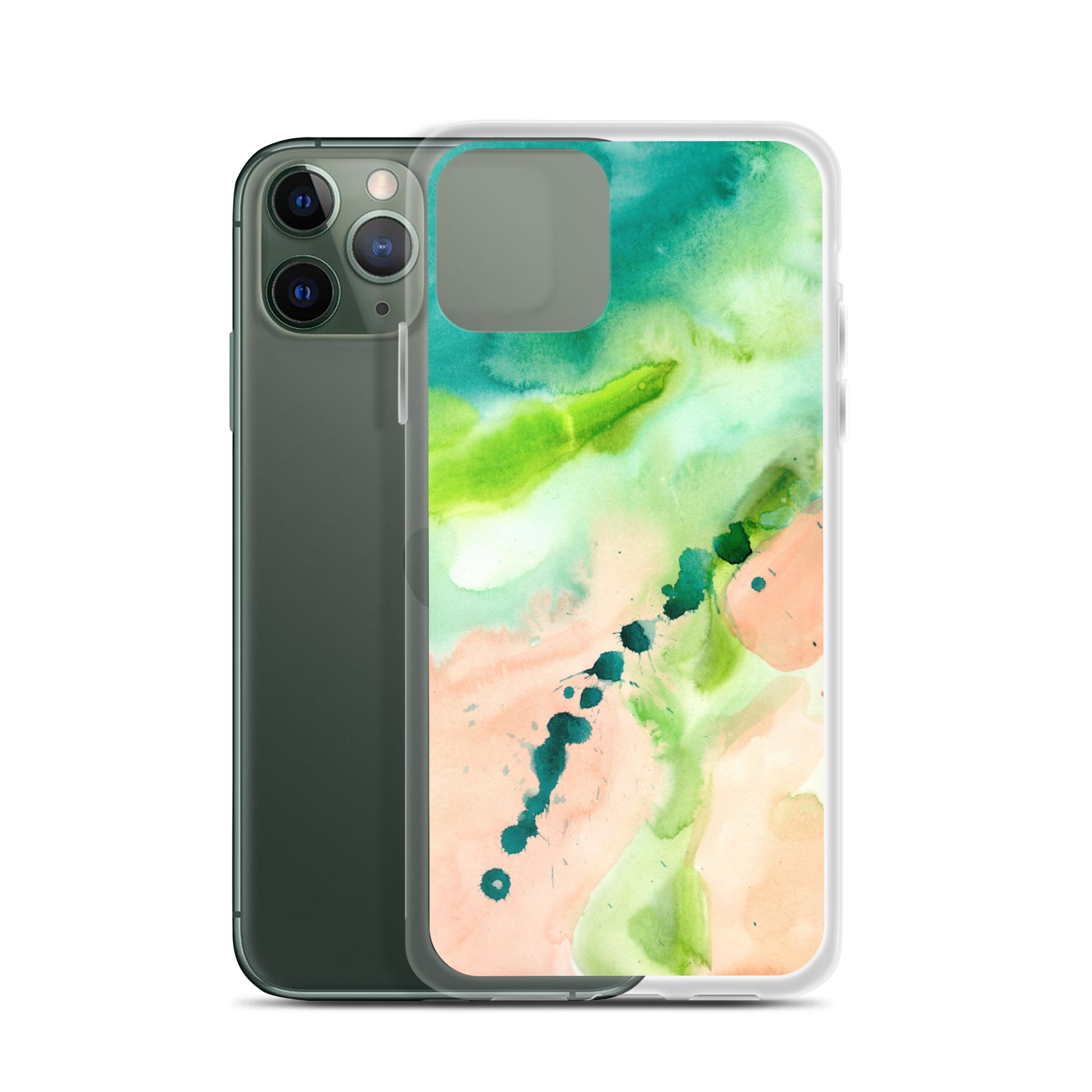 Coral and Aqua Abstract Design Clear Case for iPhone® - Aquamarine Design - Artistic Gifts for Women - Art by Artist Tania Herrera from Aquamarine Design Studio