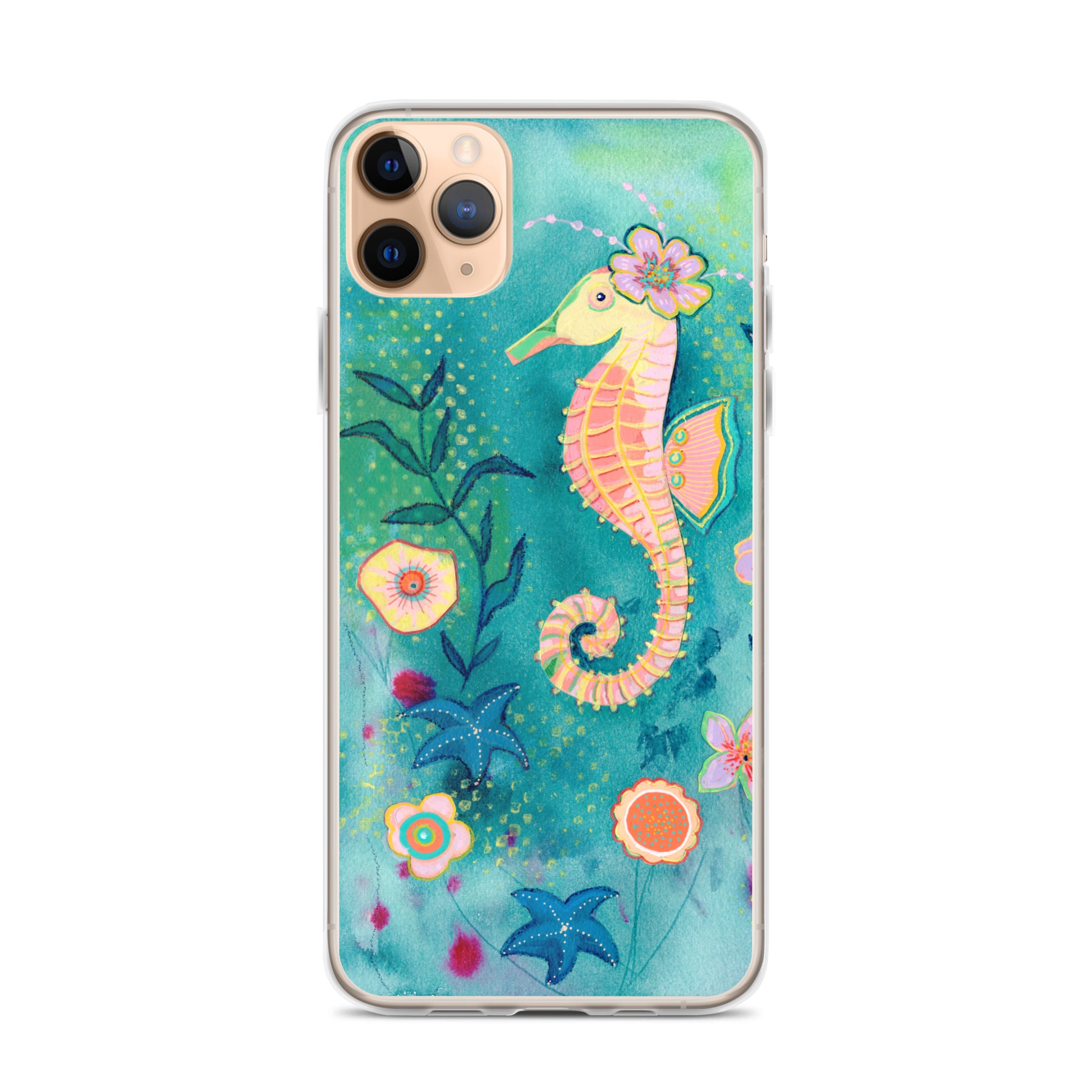 Seahorse Clear Case for iPhone® - Aquamarine Design - Artistic Gifts for Women - Art by Artist Tania Herrera from Aquamarine Design Studio