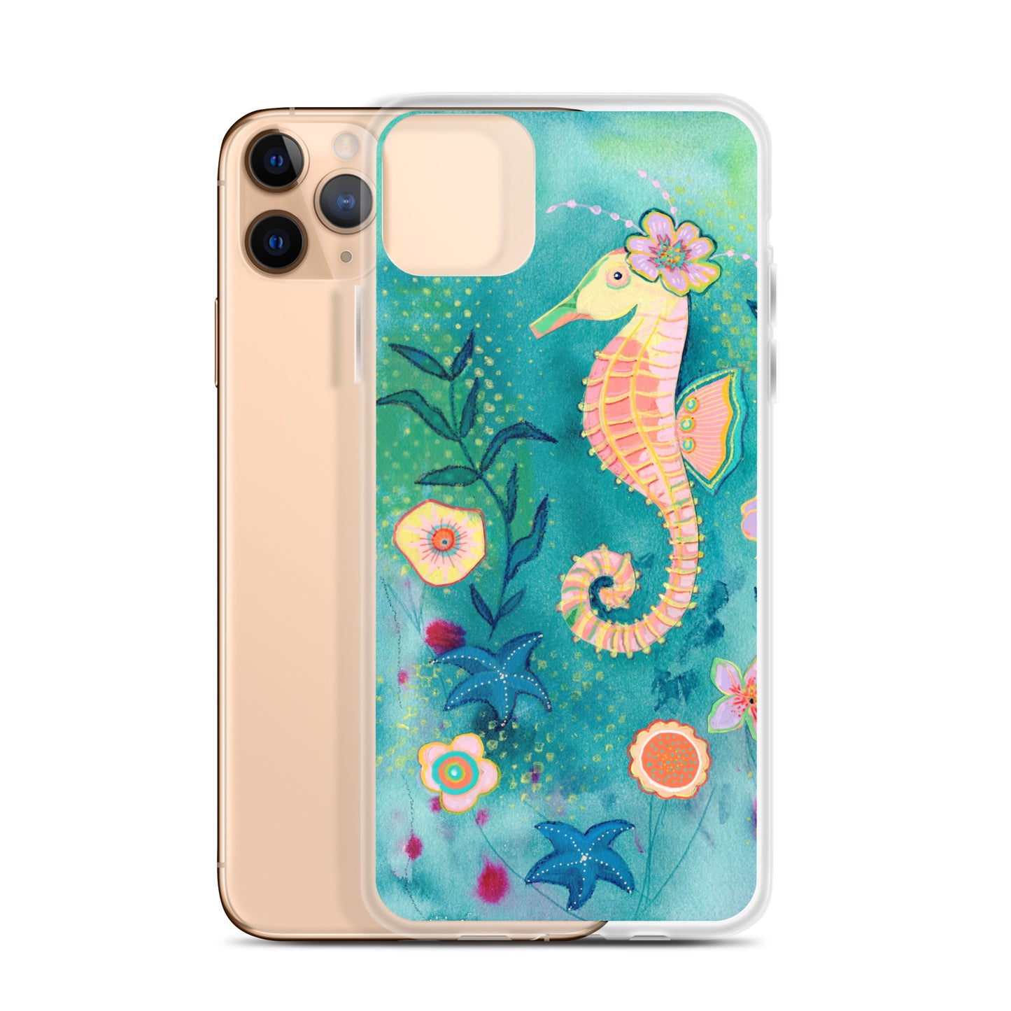 Seahorse Clear Case for iPhone® - Aquamarine Design - Artistic Gifts for Women - Art by Artist Tania Herrera from Aquamarine Design Studio