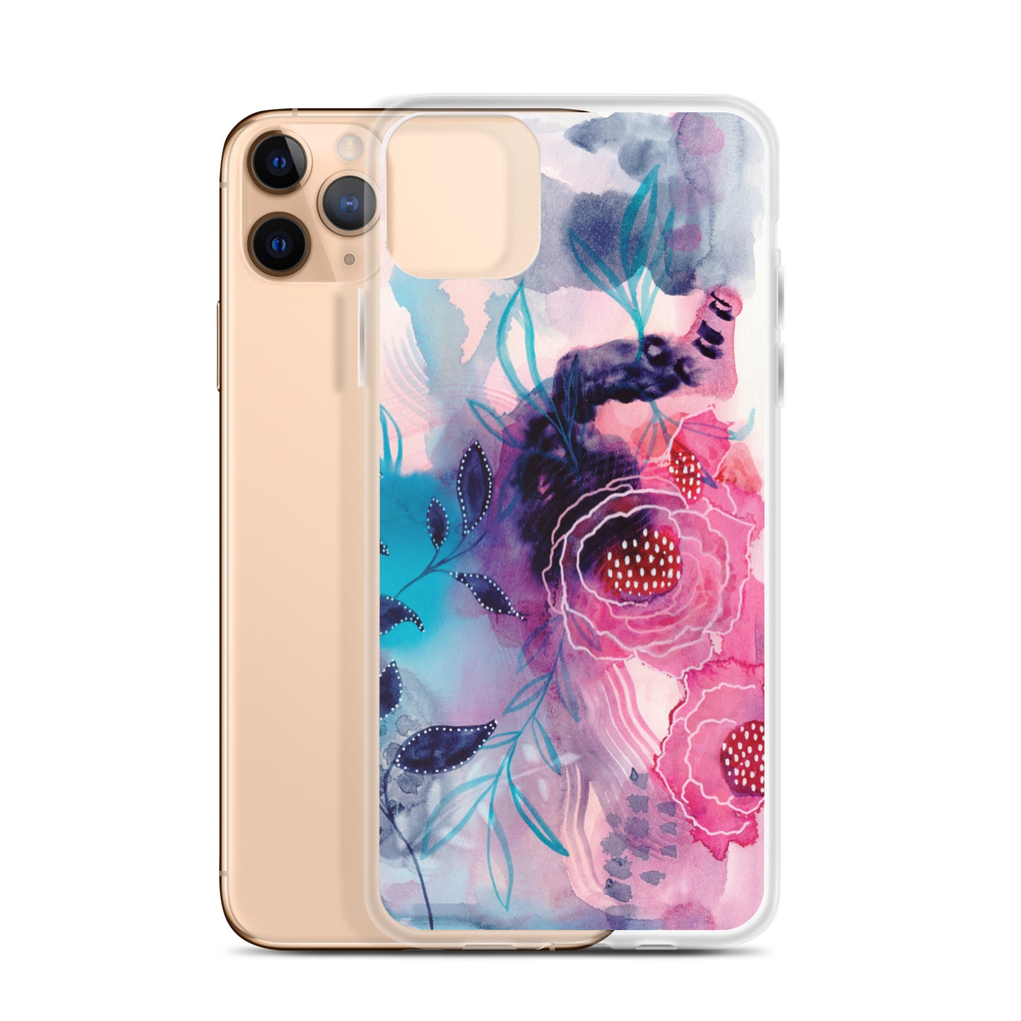 Blue Leaves Clear Case for iPhone® - Aquamarine Design - Artistic Gifts for Women - Art by Artist Tania Herrera from Aquamarine Design Studio