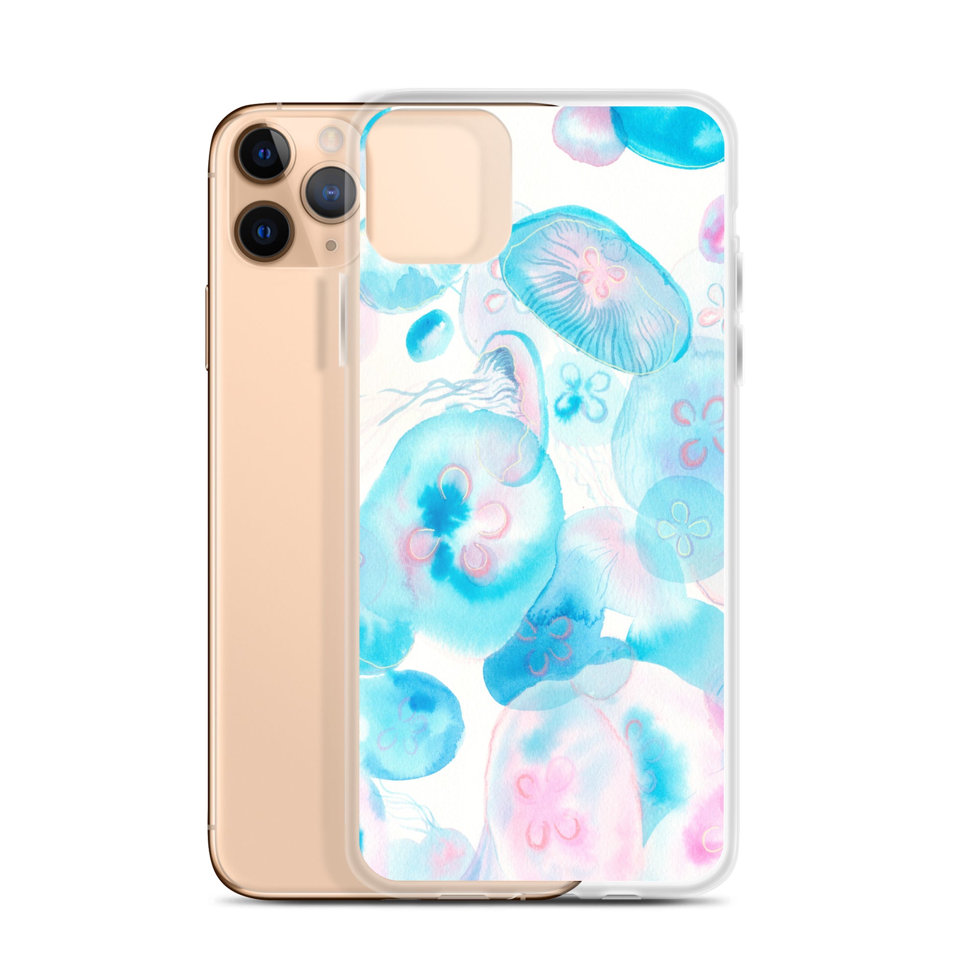 Light Blue Jelly Fish Clear Case for iPhone® - Aquamarine Design - Artistic Gifts for Women - Art by Artist Tania Herrera from Aquamarine Design Studio