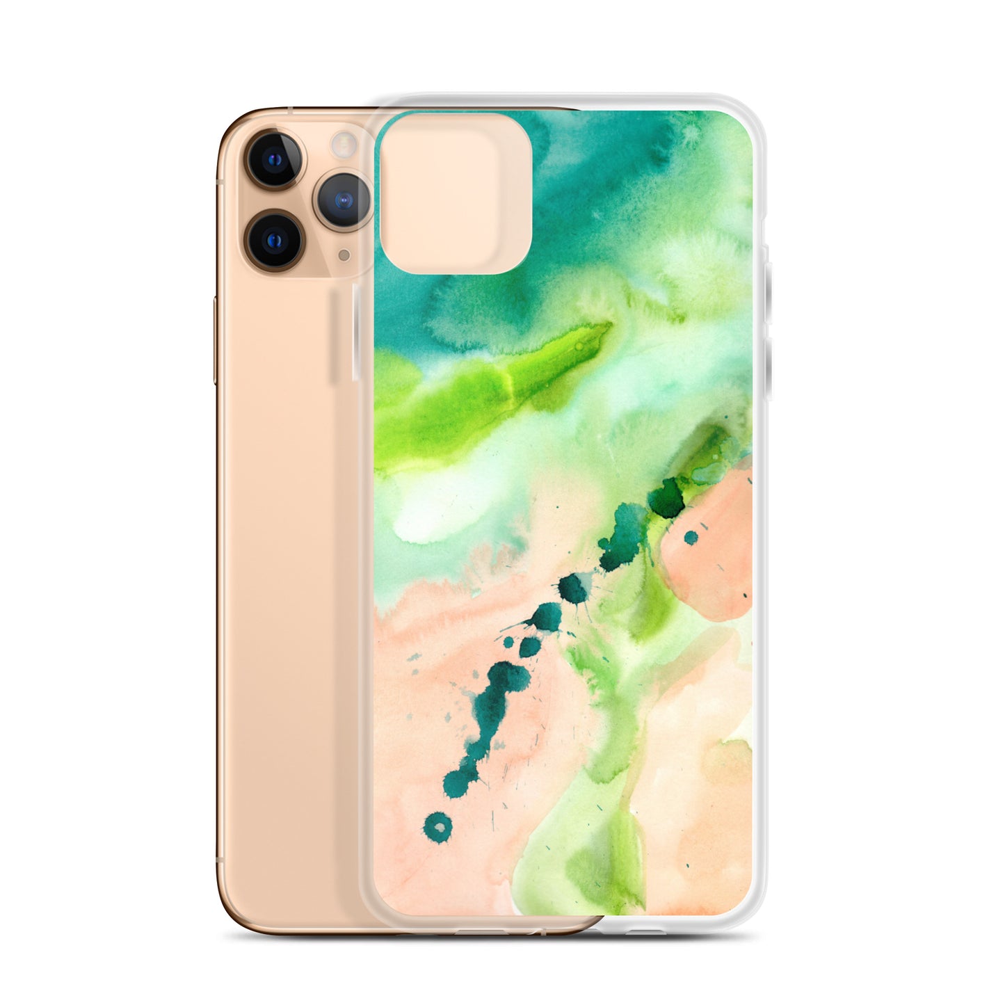 Coral and Aqua Abstract Design Clear Case for iPhone® - Aquamarine Design - Artistic Gifts for Women - Art by Artist Tania Herrera from Aquamarine Design Studio