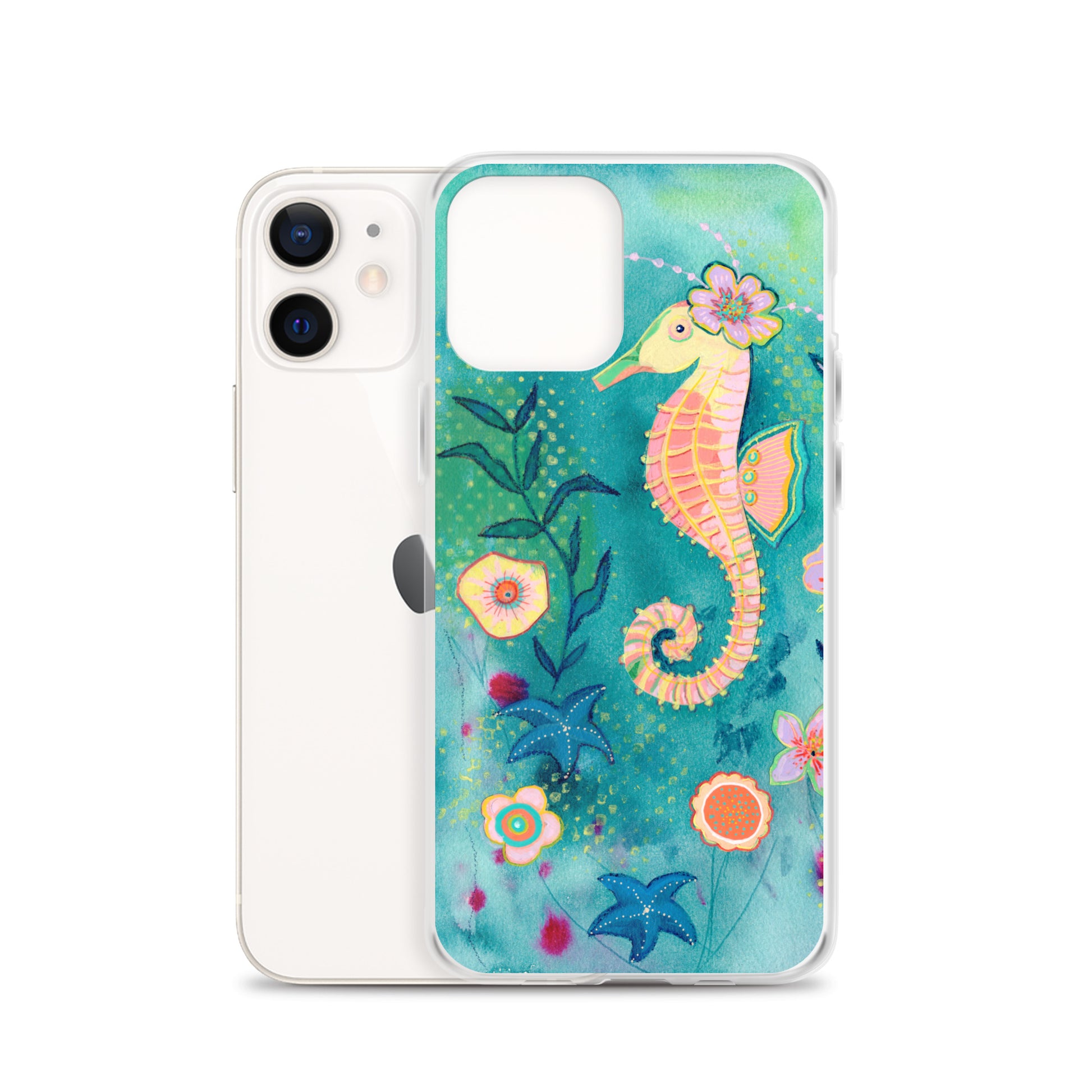 Seahorse Clear Case for iPhone® - Aquamarine Design - Artistic Gifts for Women - Art by Artist Tania Herrera from Aquamarine Design Studio