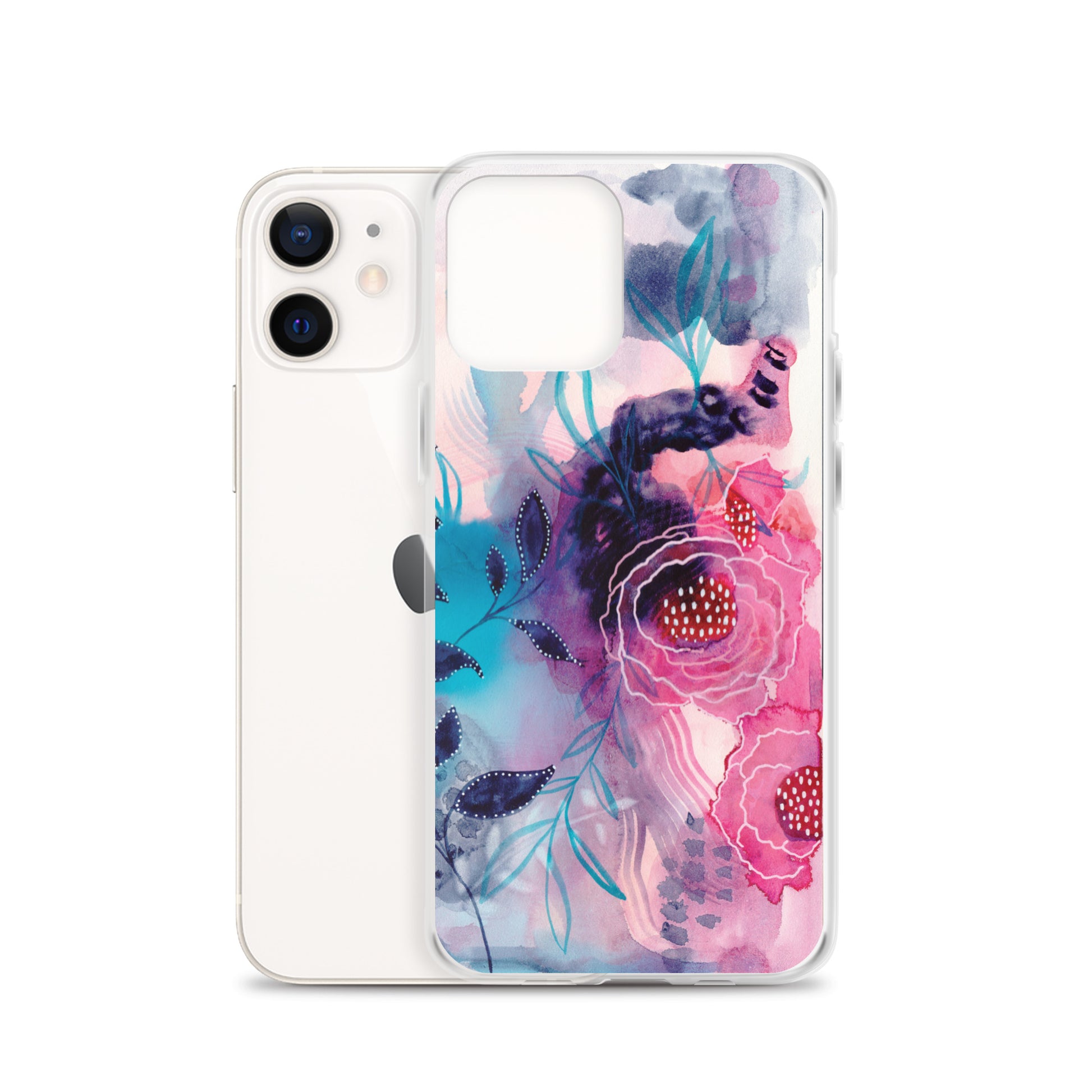 Blue Leaves Clear Case for iPhone® - Aquamarine Design - Artistic Gifts for Women - Art by Artist Tania Herrera from Aquamarine Design Studio