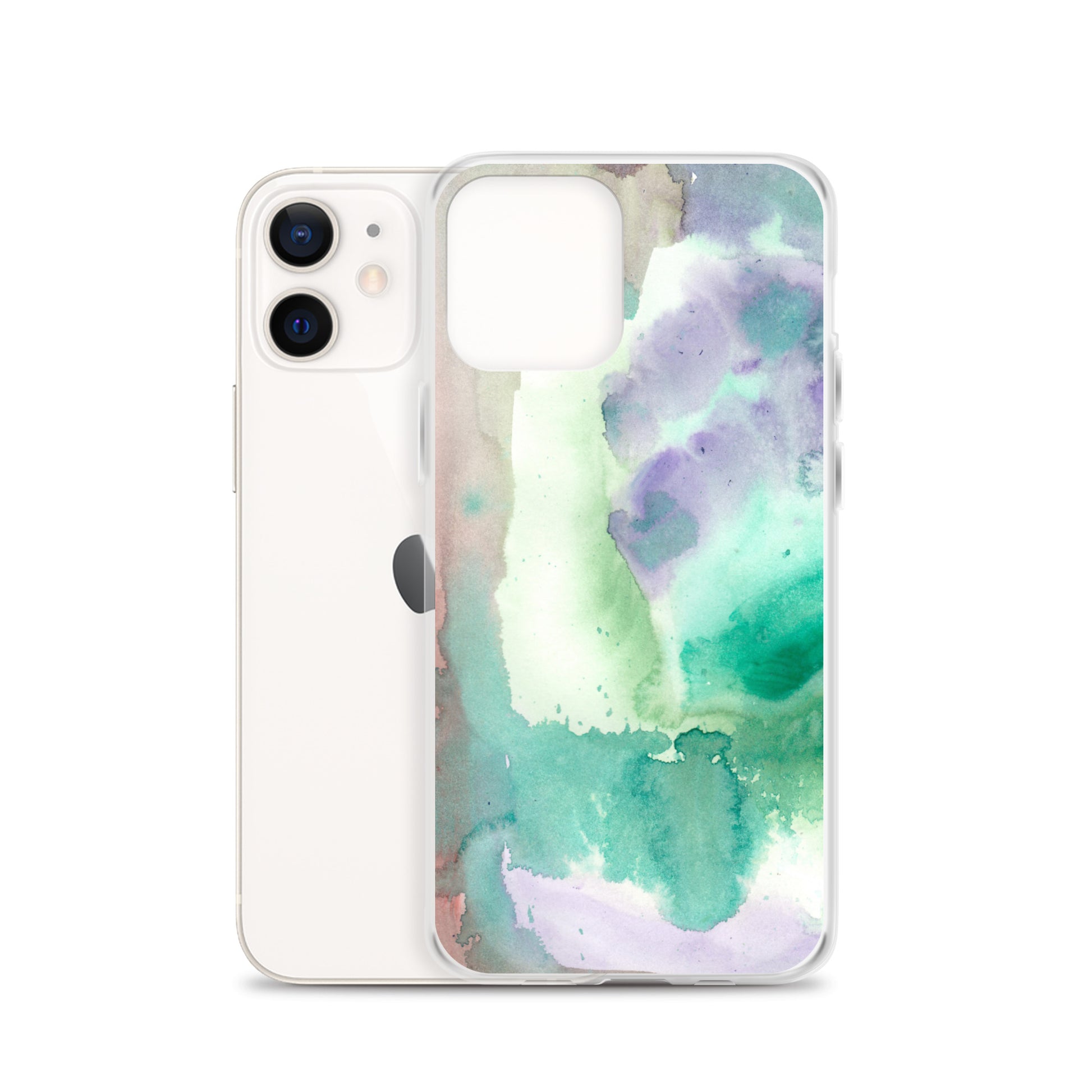 Purple and Green Abstract Clear Case for iPhone® - Aquamarine Design - Artistic Gifts for Women - Art by Artist Tania Herrera from Aquamarine Design Studio