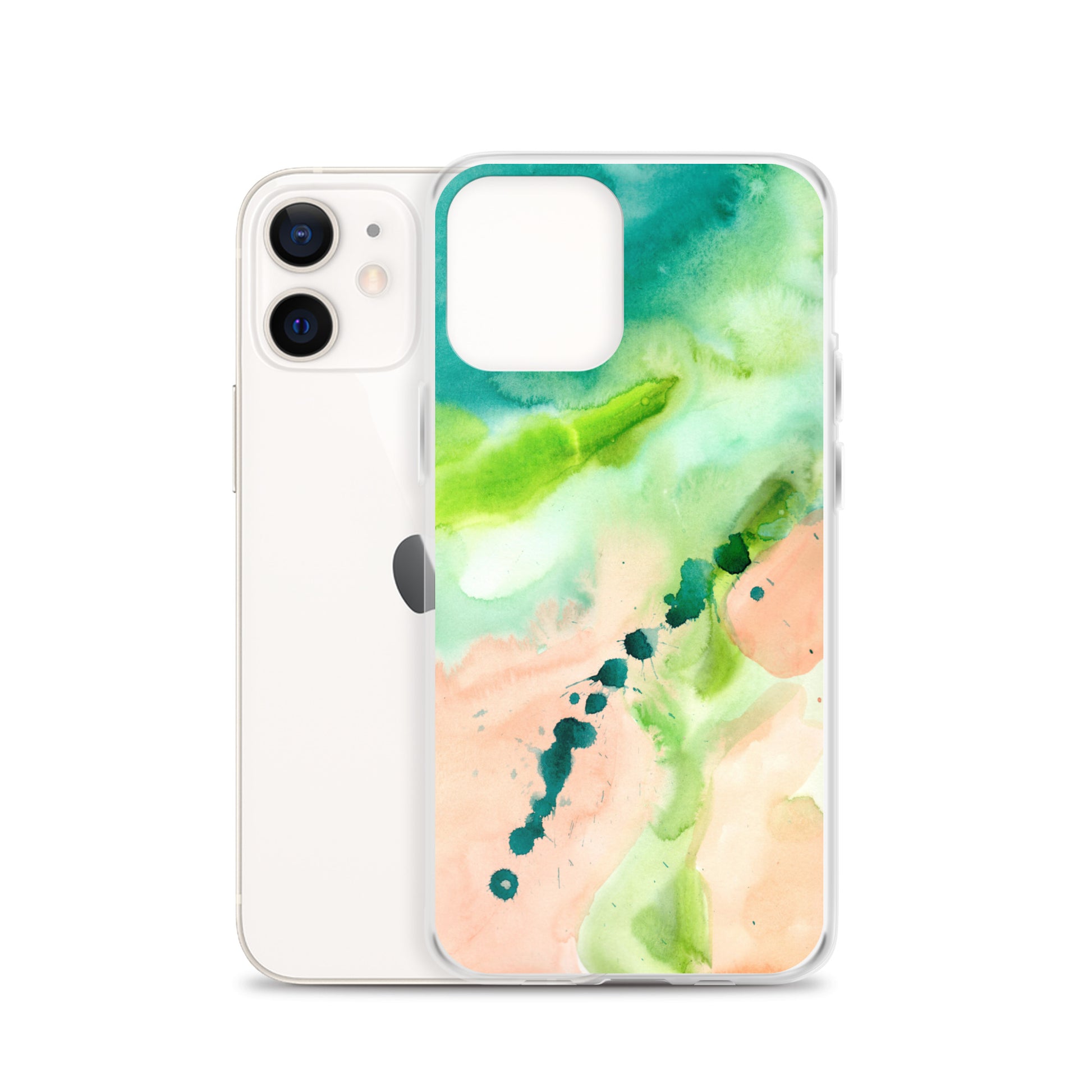 Coral and Aqua Abstract Design Clear Case for iPhone® - Aquamarine Design - Artistic Gifts for Women - Art by Artist Tania Herrera from Aquamarine Design Studio