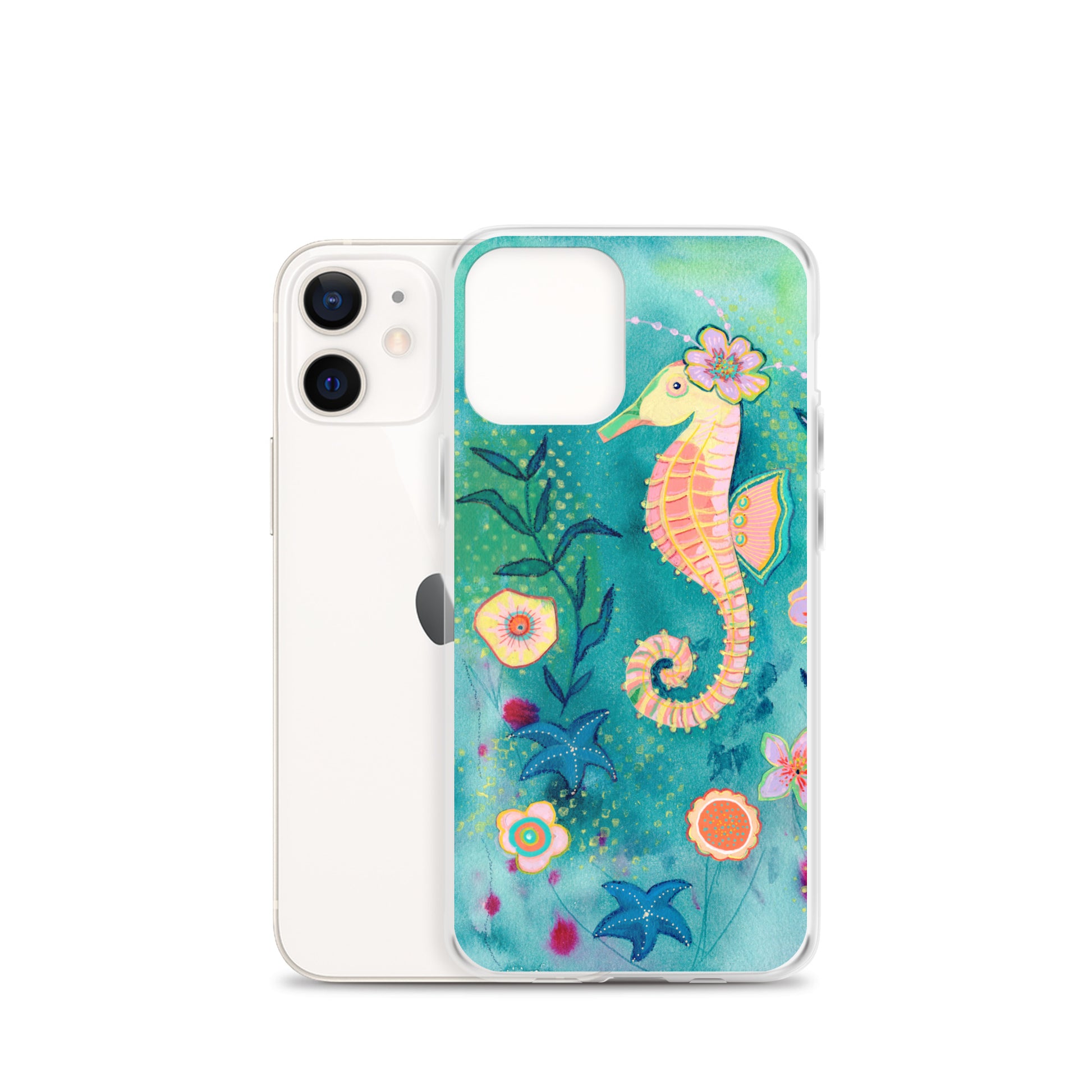 Seahorse Clear Case for iPhone® - Aquamarine Design - Artistic Gifts for Women - Art by Artist Tania Herrera from Aquamarine Design Studio