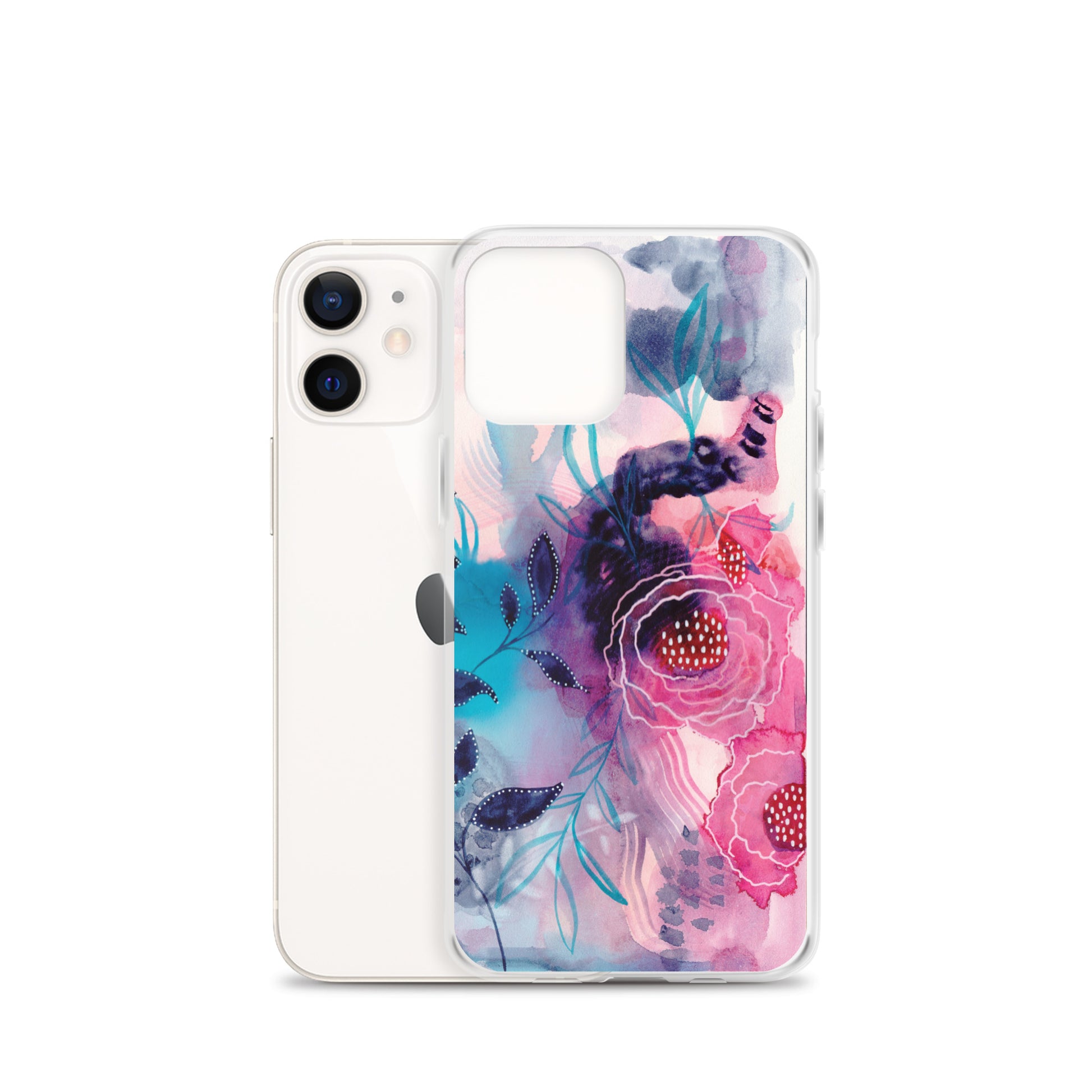 Blue Leaves Clear Case for iPhone® - Aquamarine Design - Artistic Gifts for Women - Art by Artist Tania Herrera from Aquamarine Design Studio