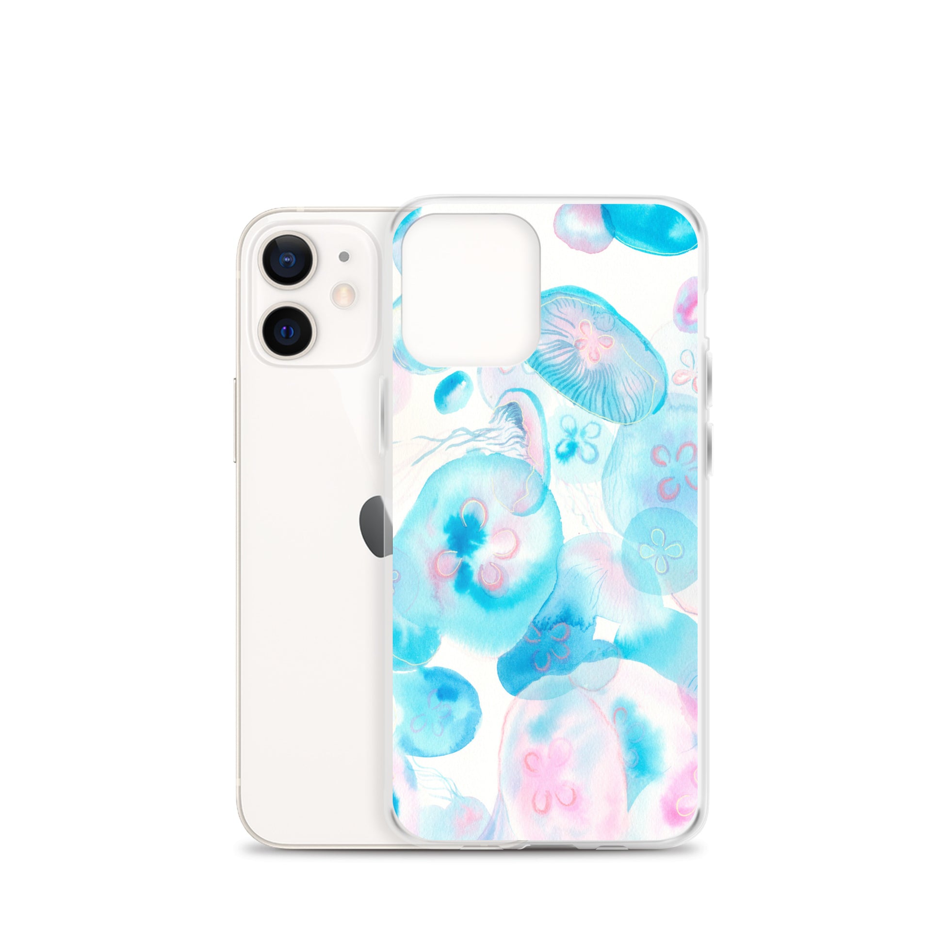 Light Blue Jelly Fish Clear Case for iPhone® - Aquamarine Design - Artistic Gifts for Women - Art by Artist Tania Herrera from Aquamarine Design Studio