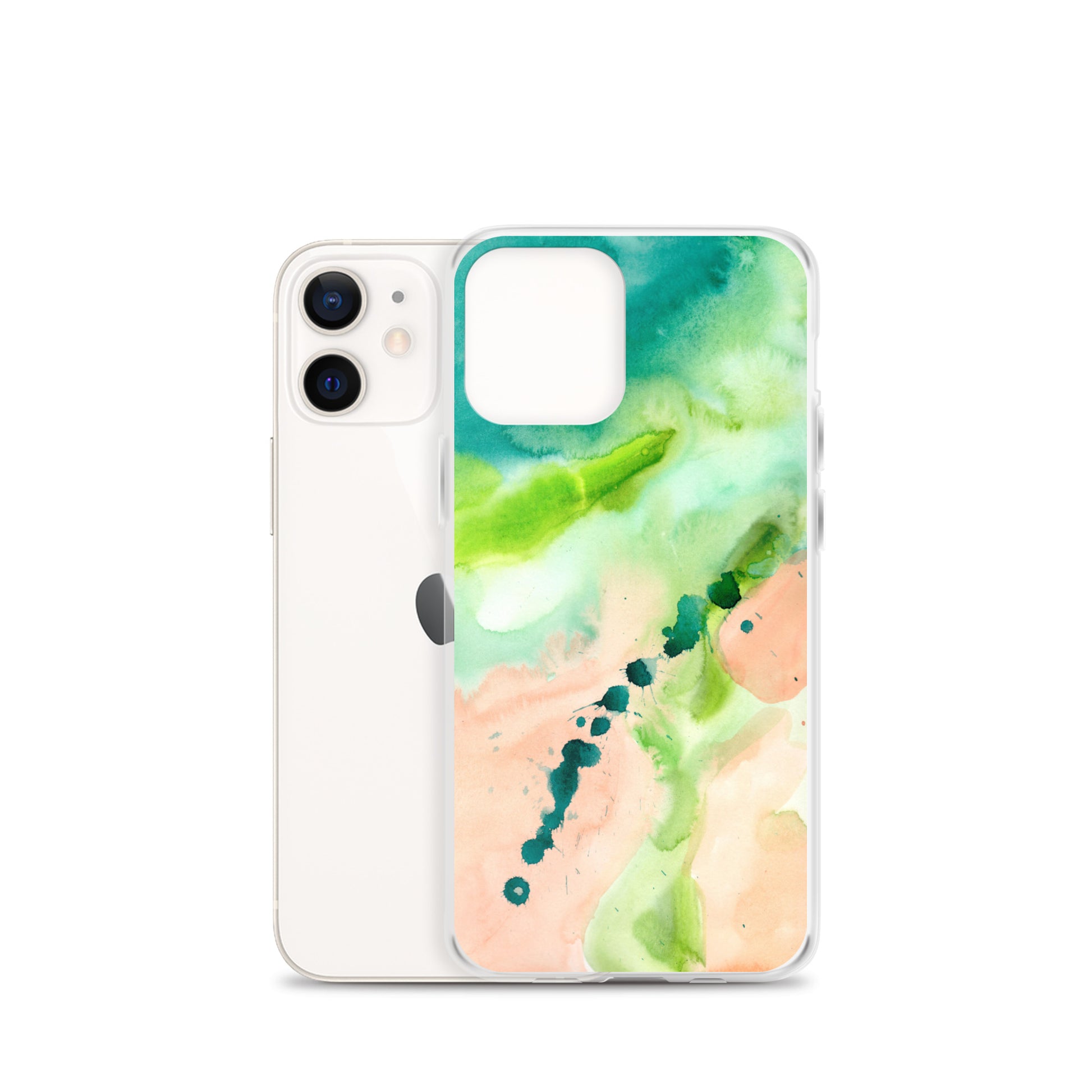 Coral and Aqua Abstract Design Clear Case for iPhone® - Aquamarine Design - Artistic Gifts for Women - Art by Artist Tania Herrera from Aquamarine Design Studio