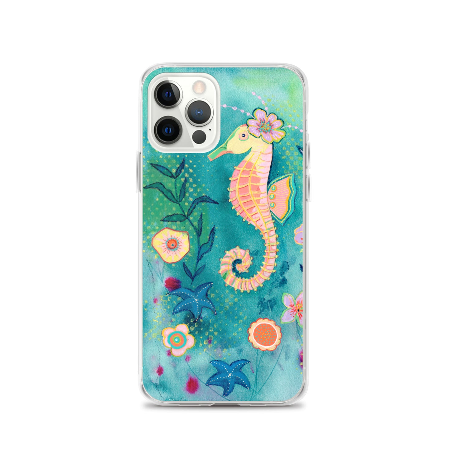 Seahorse Clear Case for iPhone® - Aquamarine Design - Artistic Gifts for Women - Art by Artist Tania Herrera from Aquamarine Design Studio
