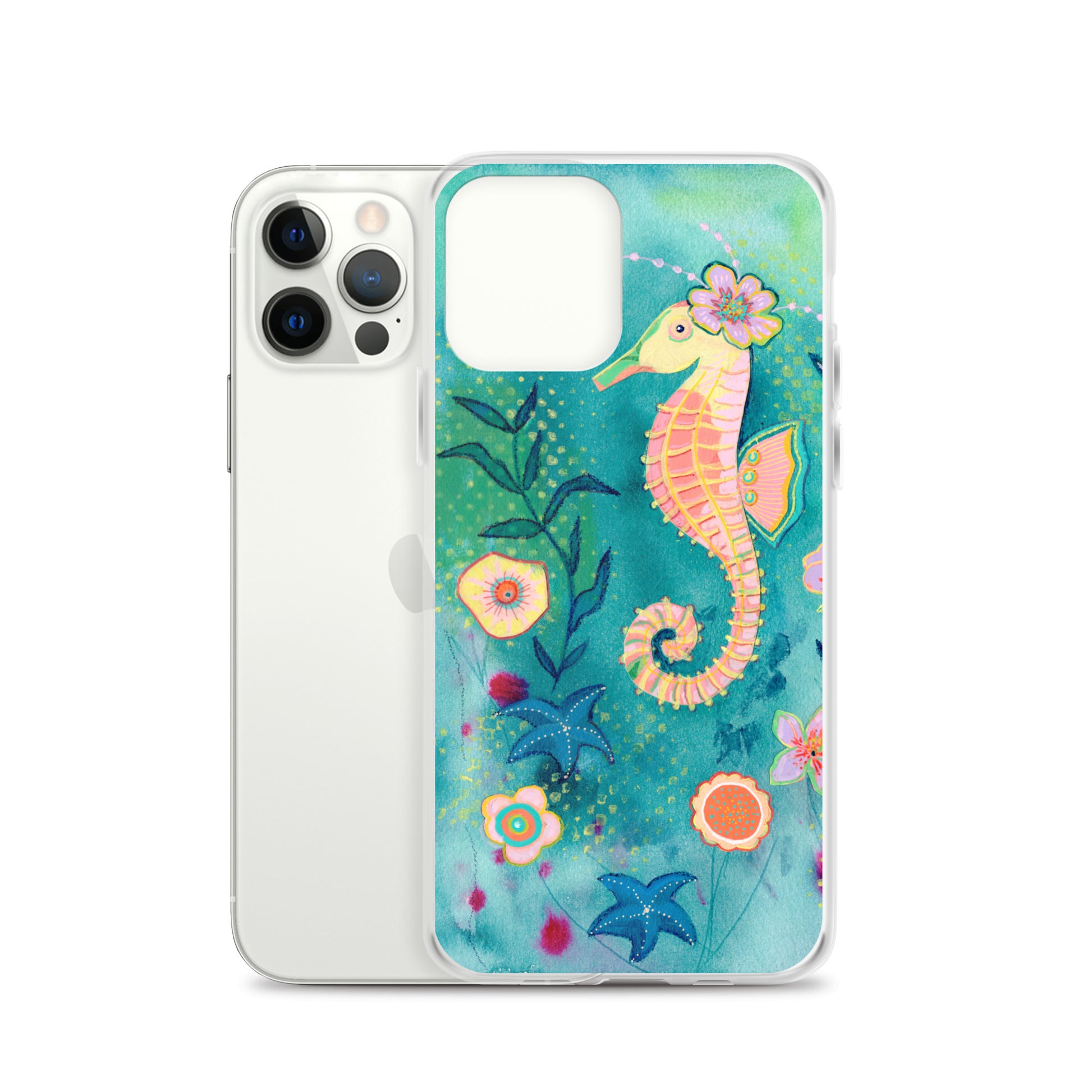 Seahorse Clear Case for iPhone® - Aquamarine Design - Artistic Gifts for Women - Art by Artist Tania Herrera from Aquamarine Design Studio