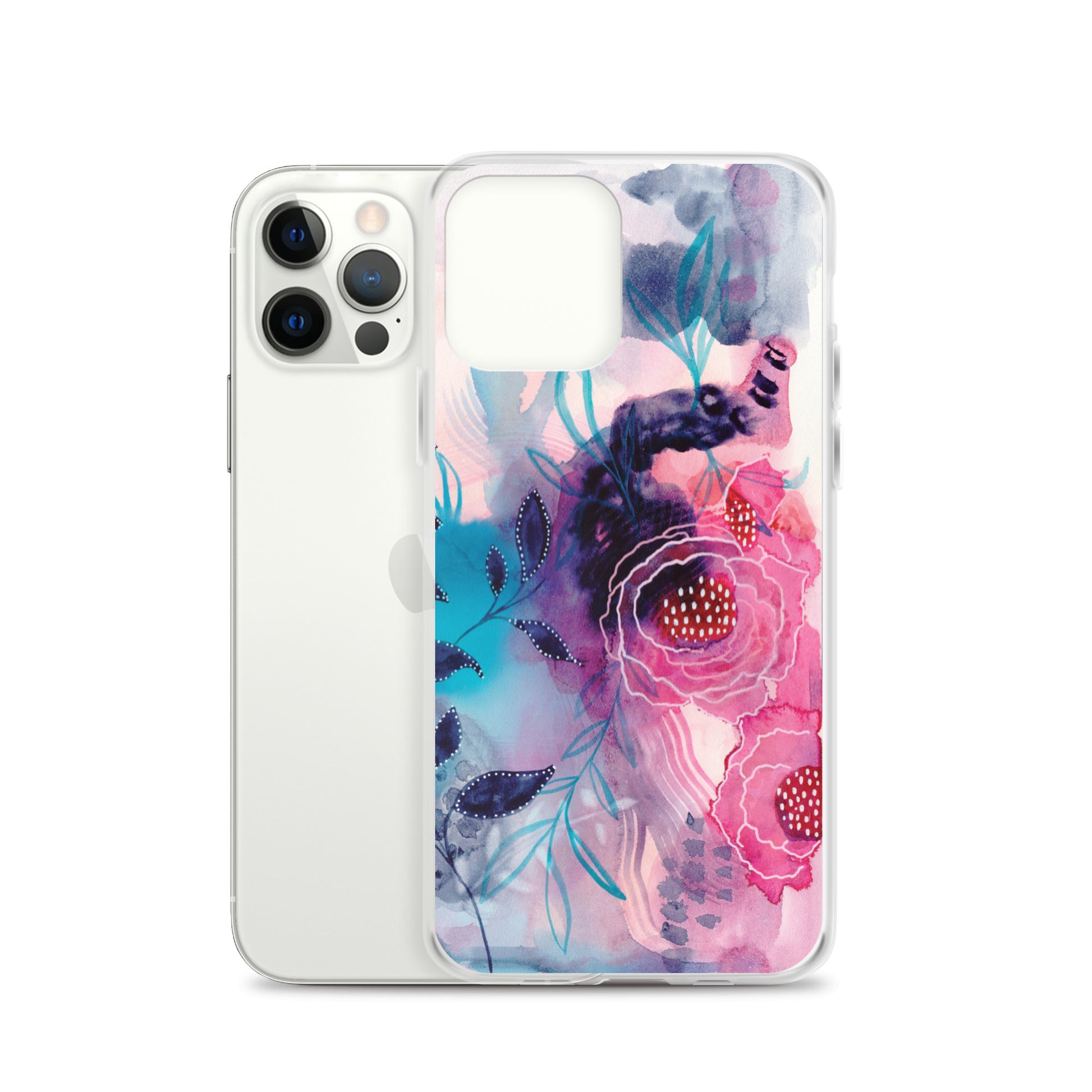 Blue Leaves Clear Case for iPhone® - Aquamarine Design - Artistic Gifts for Women - Art by Artist Tania Herrera from Aquamarine Design Studio